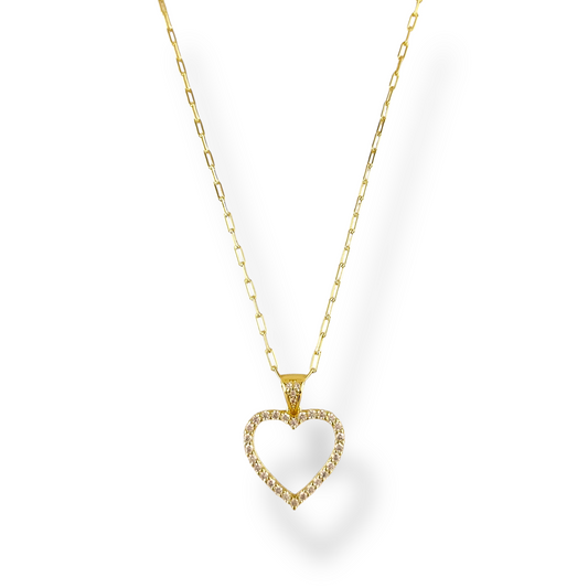 20mm Pavé Heart Pendant 18k Gold Filled Necklace