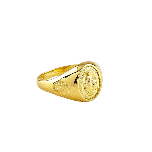 Lady of Grace Medal 18k Gold Filled Ring