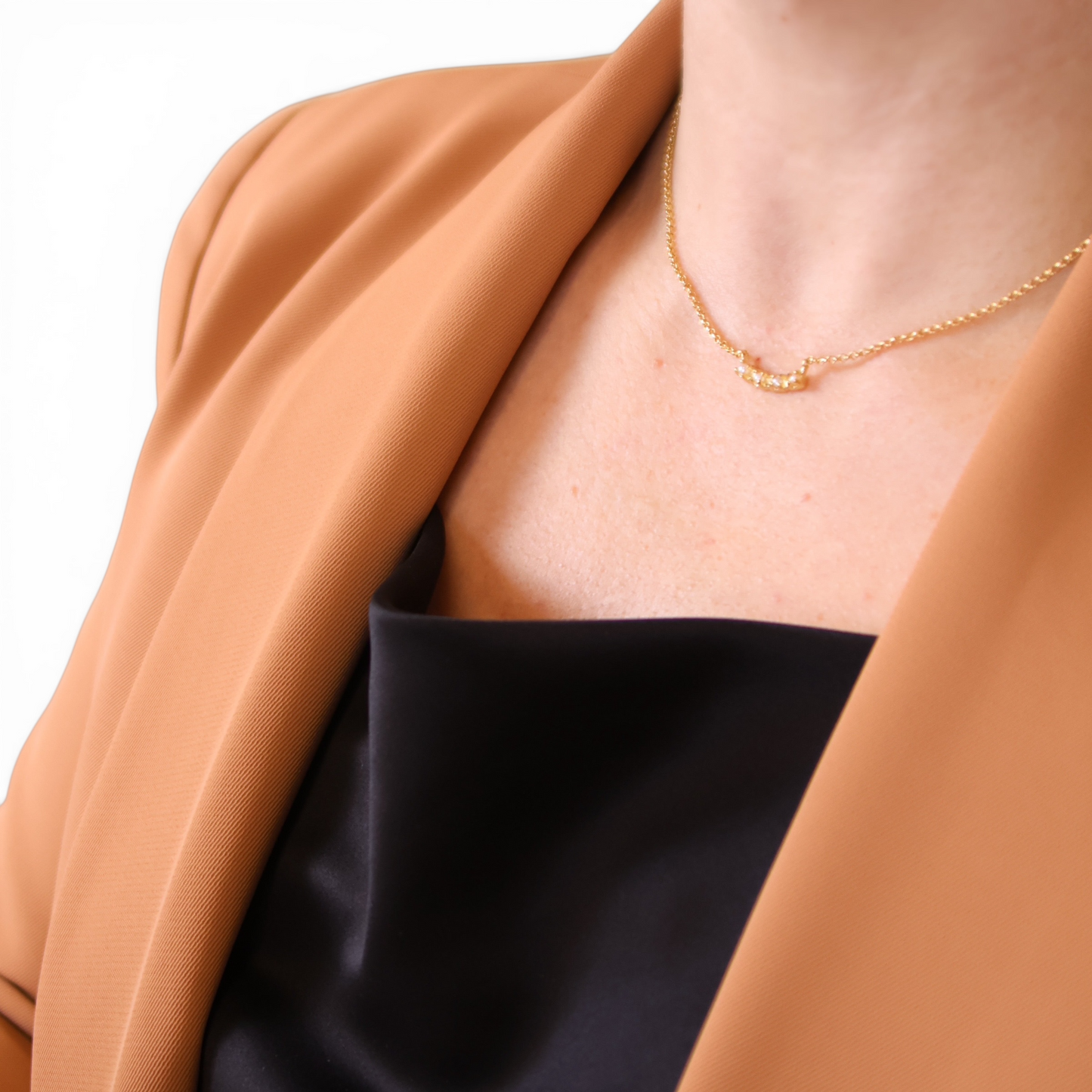Freshwater Pearls Curved Bar 18K Gold Filled Necklace
