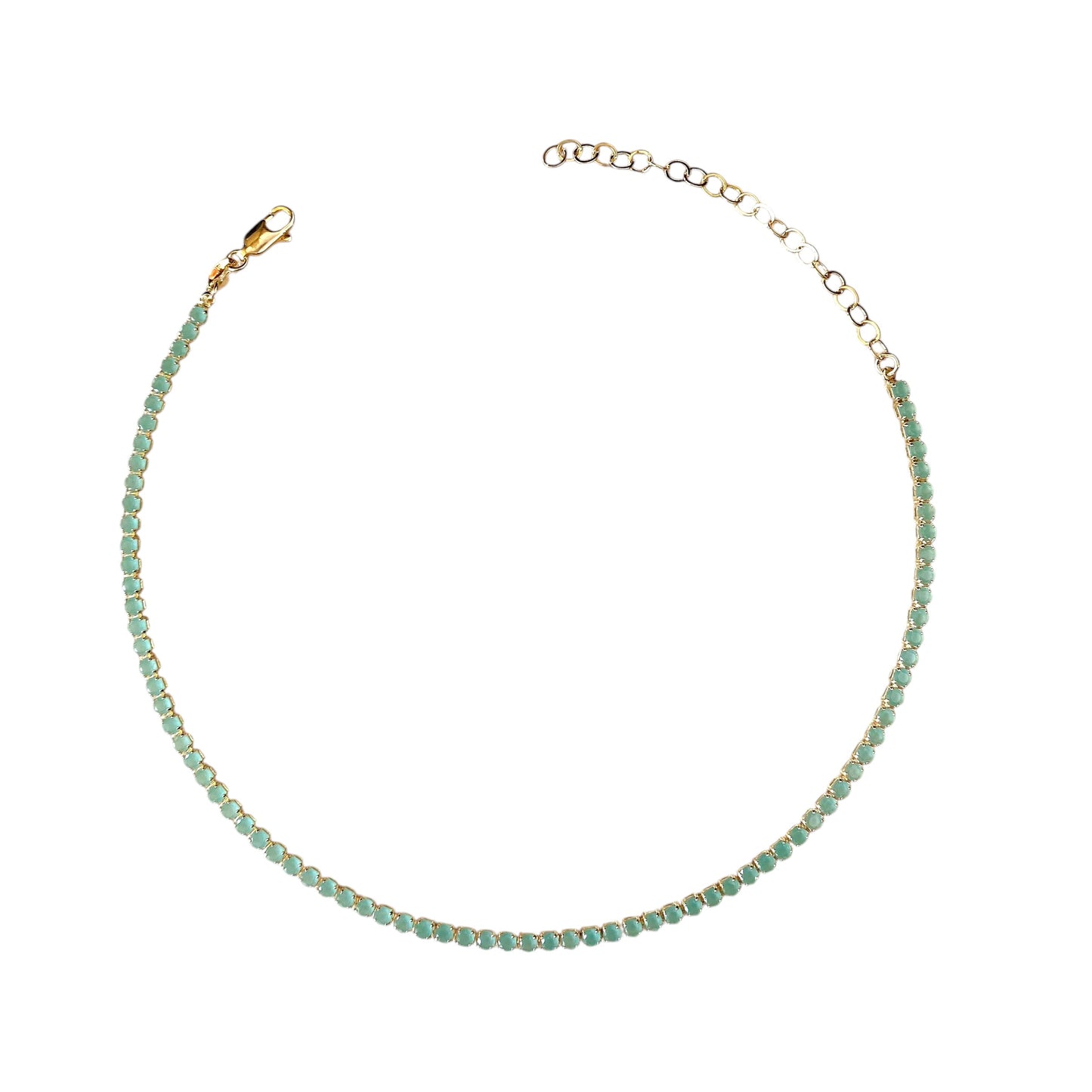 Mint CZ 3mm 18K Gold Filled Riviera Necklace