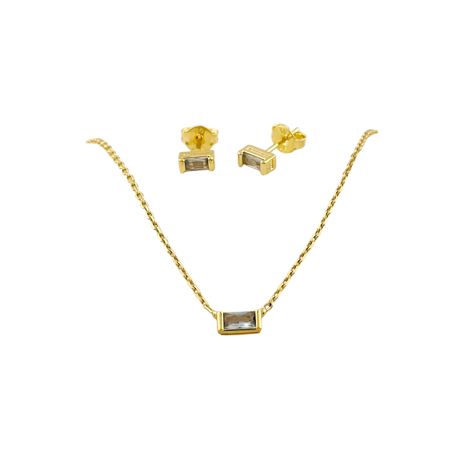 Birthstone CZ Set 18K Gold Filled Necklace & Earrings