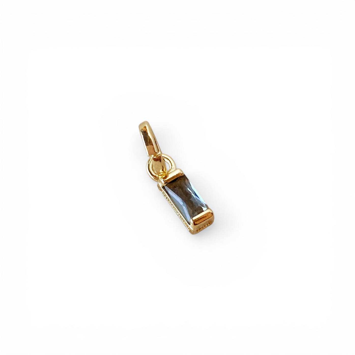 Birthstone Baguette CZ 10mm 18K Gold Filled Charm