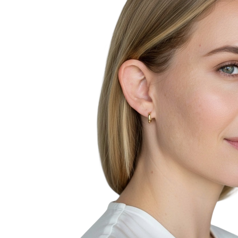 10mm U-Shaped Huggie Hoop 18k Gold Filled Earrings