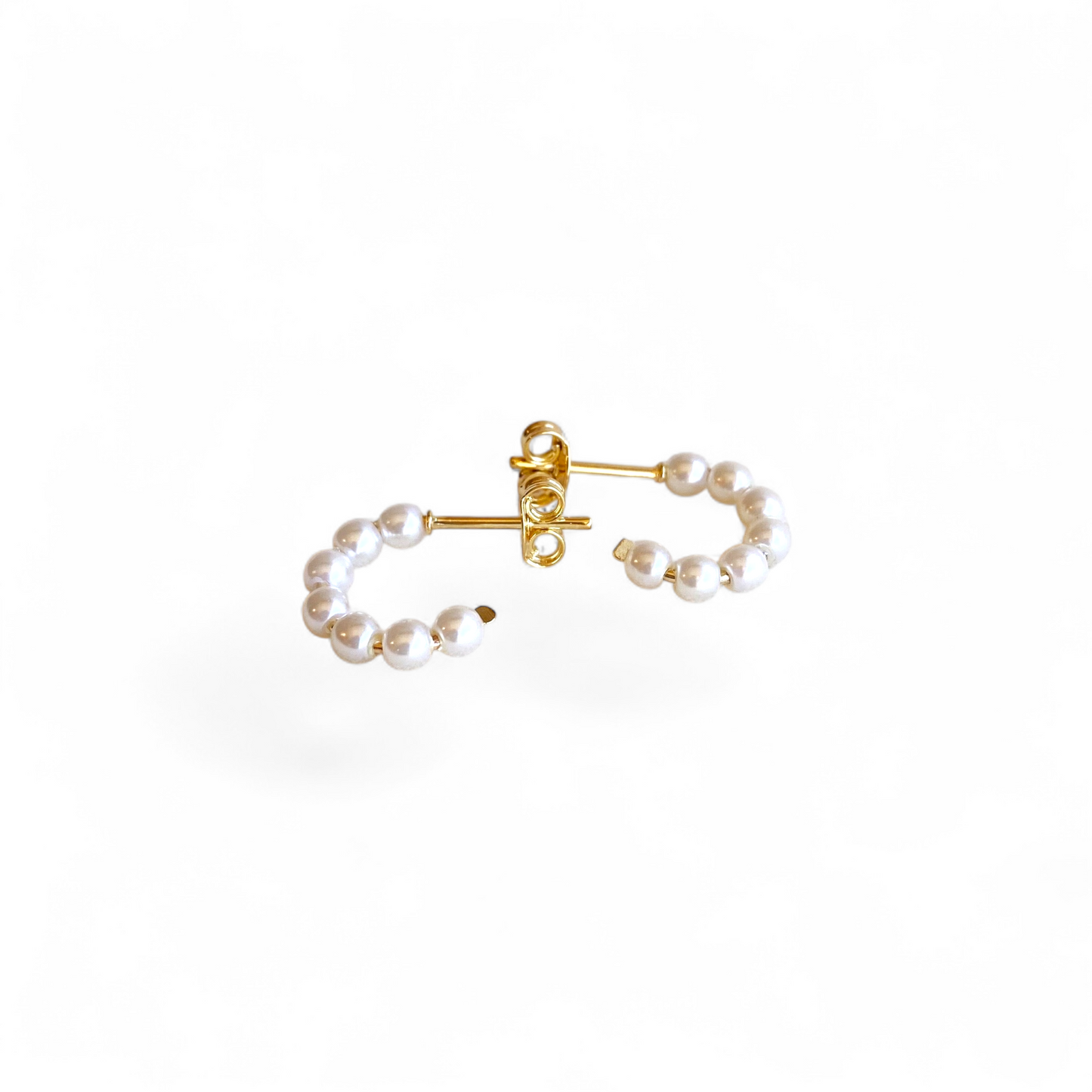 15mm Pearl Bead Open Hoop 18K Gold Filled Earrings