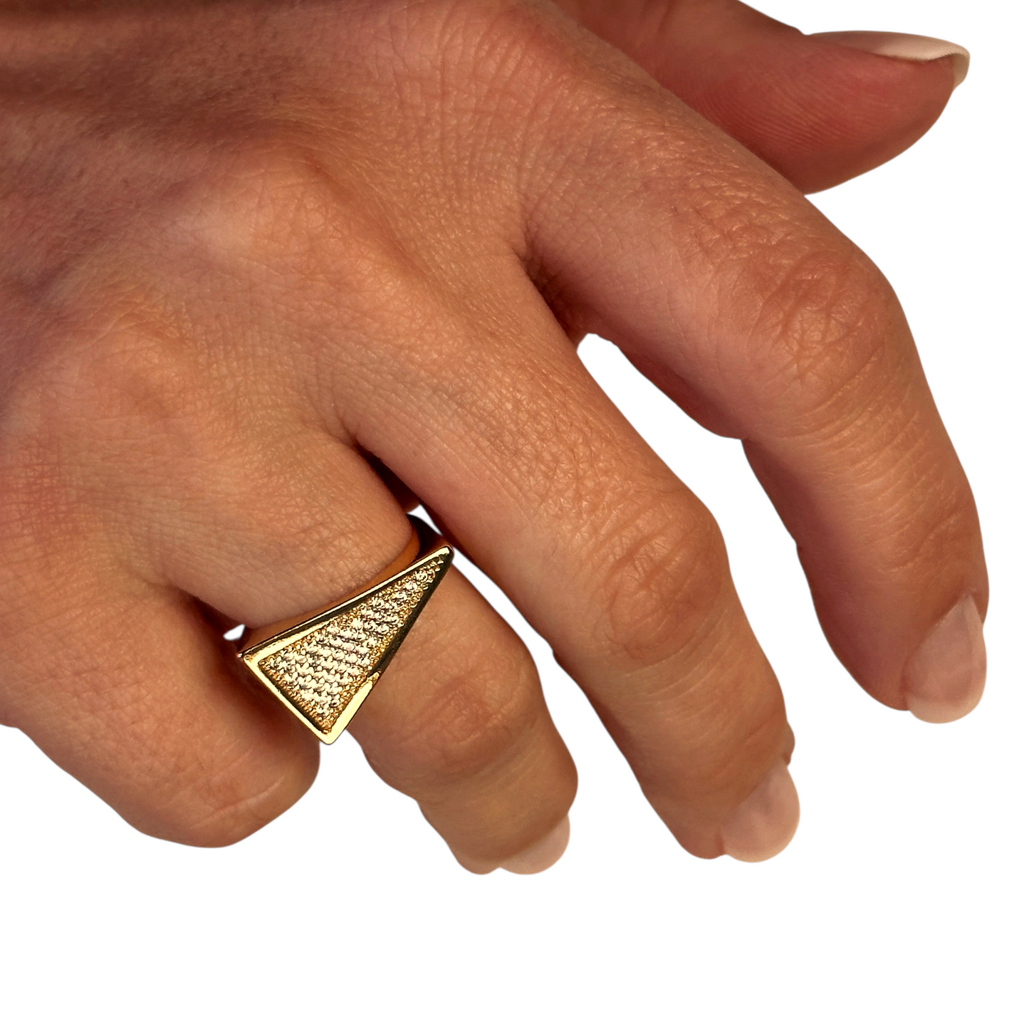 CZ Pavé Triangle 18k Gold Filled Ring