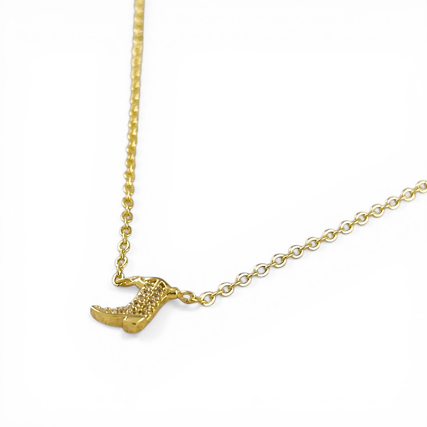 Mini Cowgirl Boot Pavé CZ 18K Gold Filled Necklace