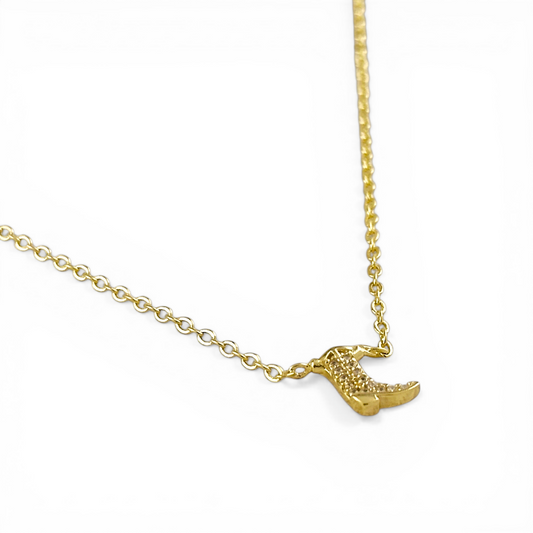 Mini Cowgirl Boot Pavé CZ 18K Gold Filled Necklace