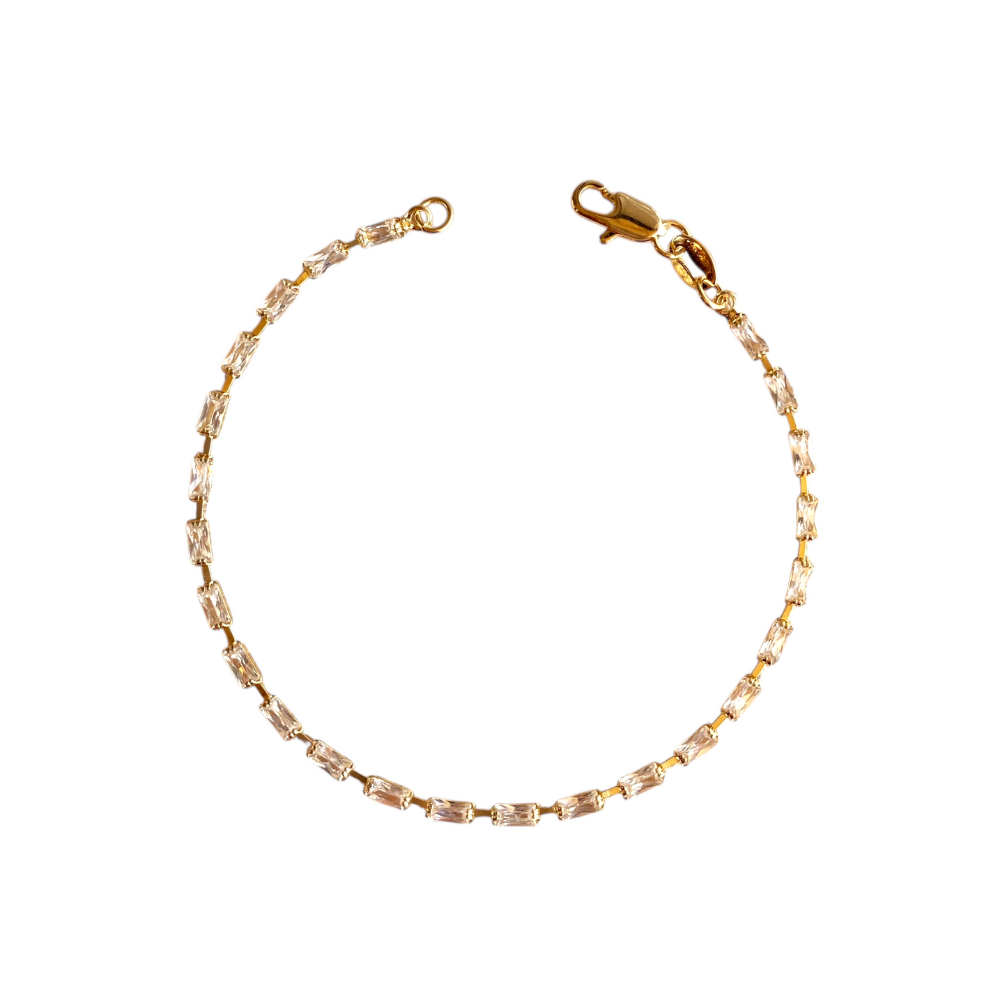 4mm Baguette CZ 18k Gold Filled Riviera Bracelet