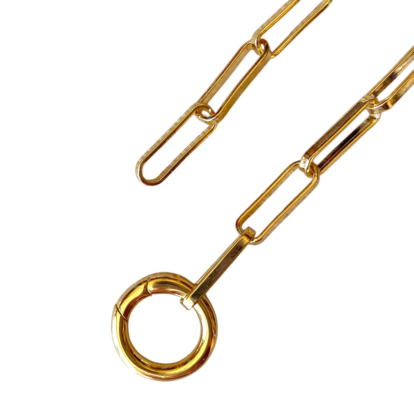 Paperclip Link Chain with Charm Holder Clasp 18k Gold Filled Necklace