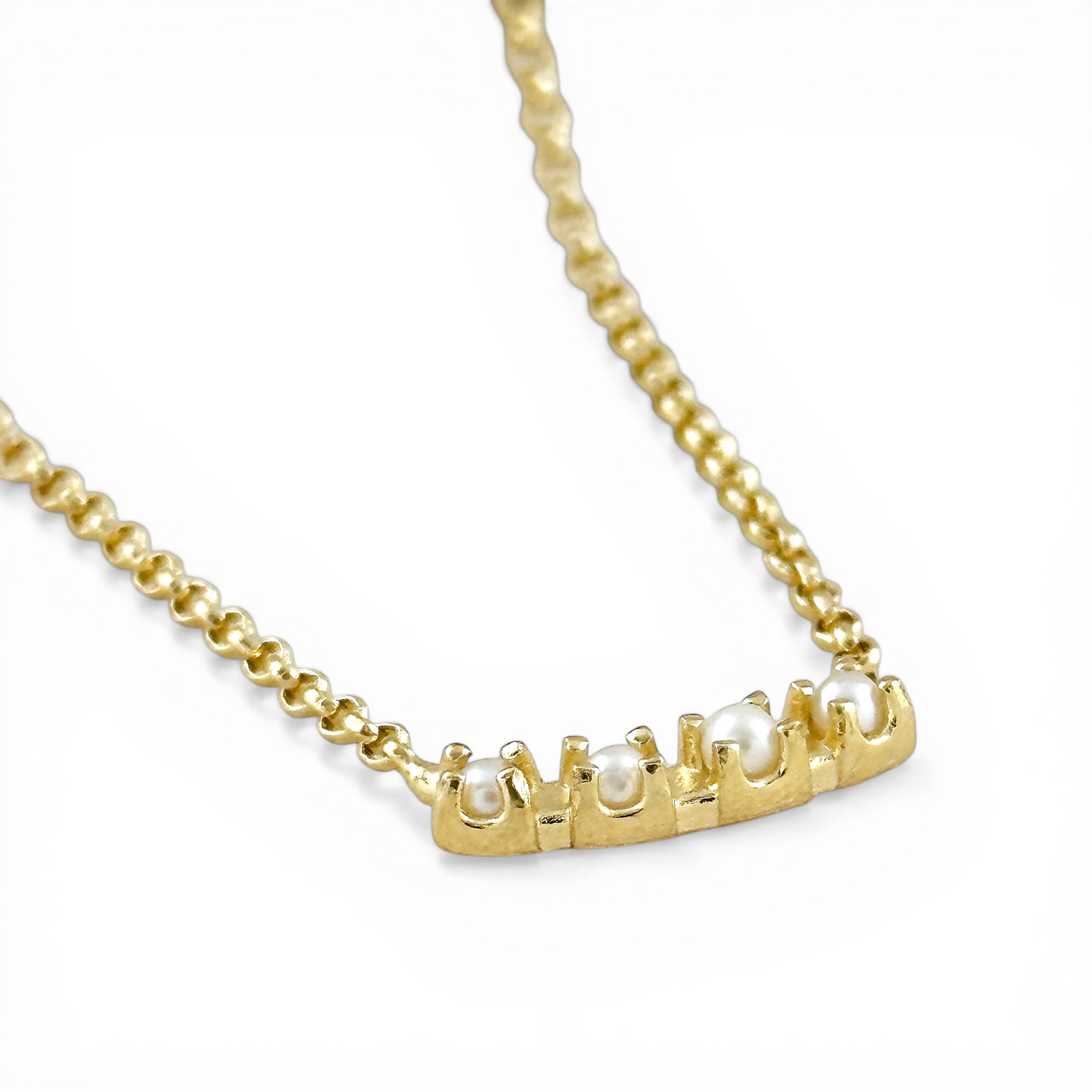 Freshwater Pearls Curved Bar 18K Gold Filled Necklace