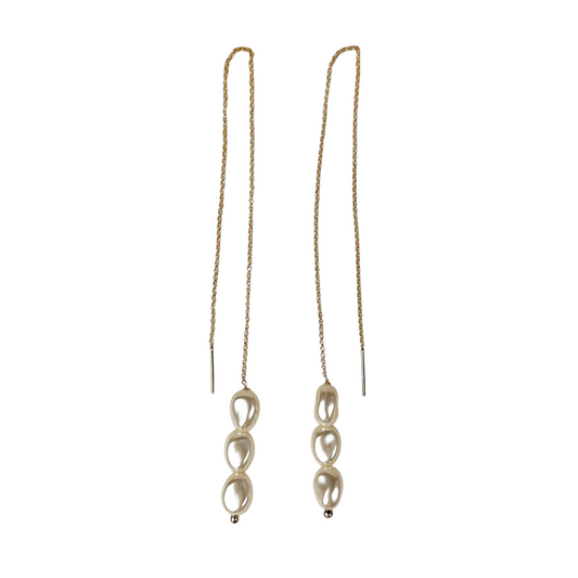 90mm Baroque Pearl Thread 18k Gold Filled Earrings