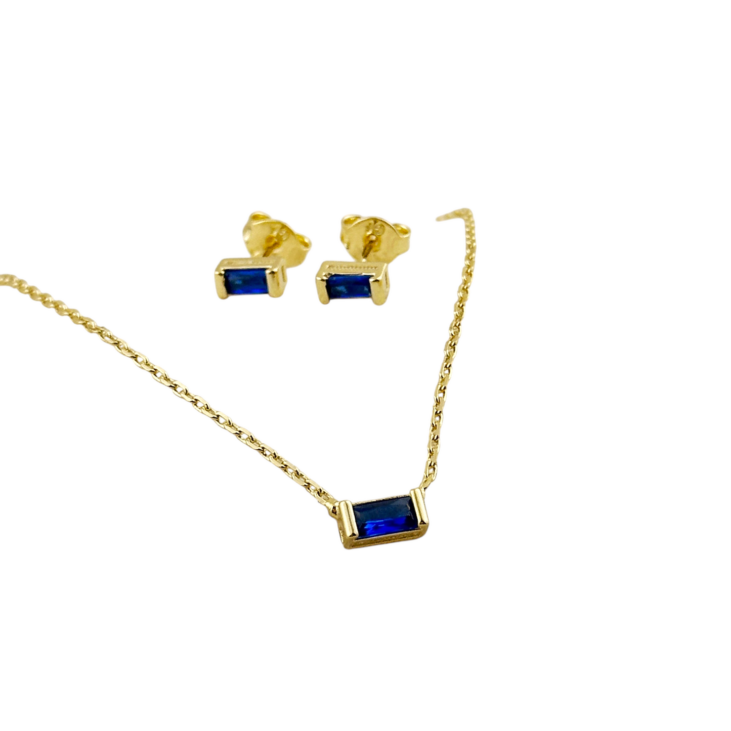 Birthstone CZ Set 18K Gold Filled Necklace & Earrings