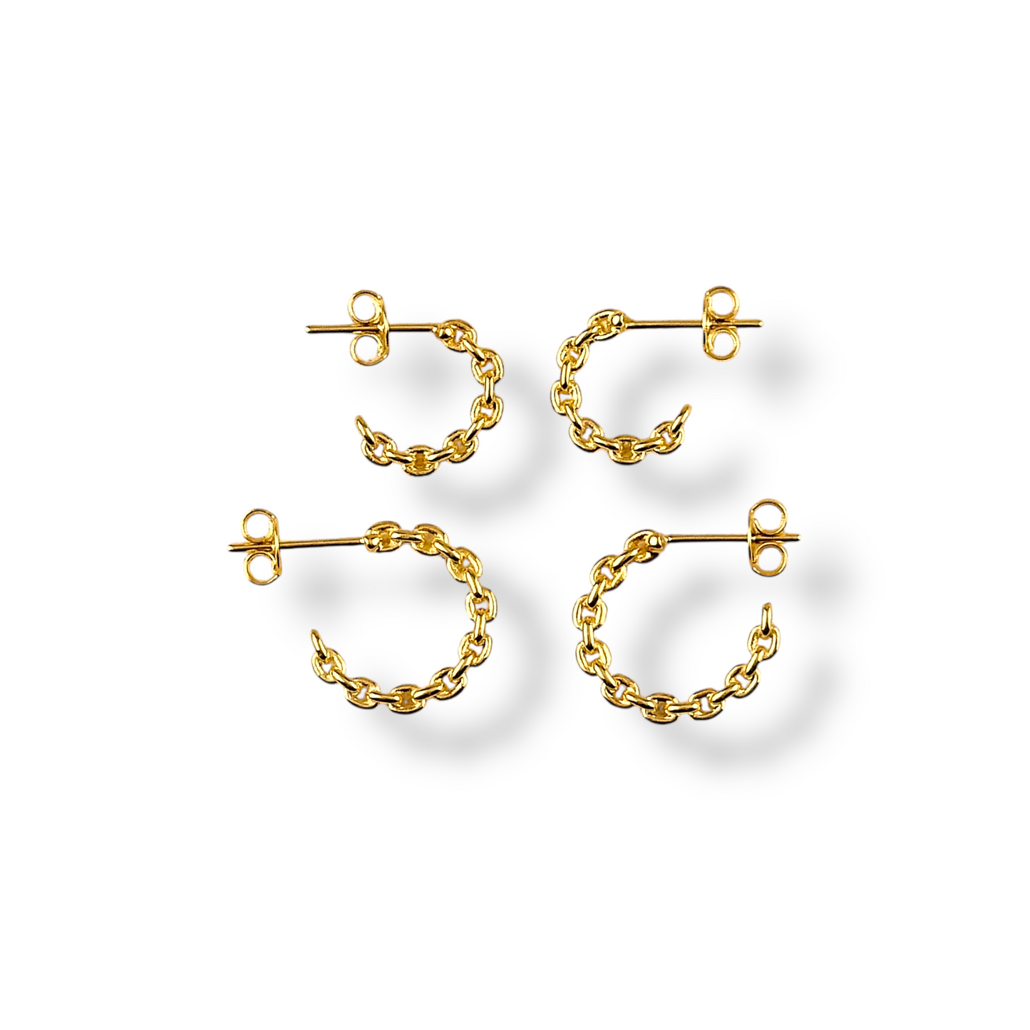 Cable Link Open Hoop 18k Gold Filled Earrings
