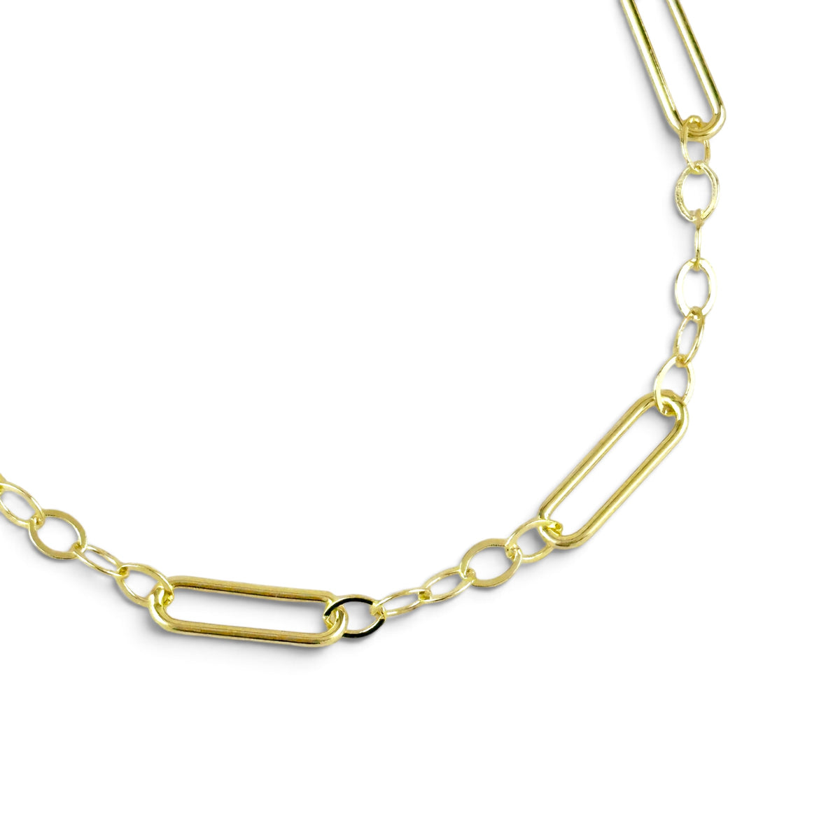 Paperclip & Oval Link Bracelet in 18K gold-filled, view 4
