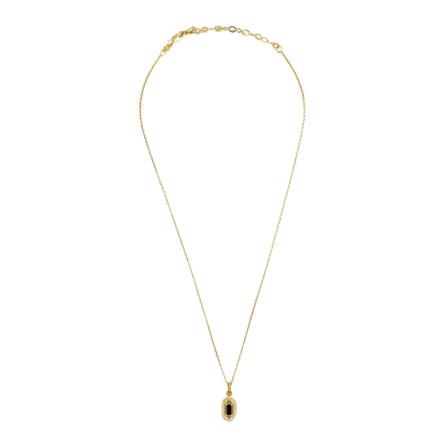 Baguette CZ Hexagon Halo Pendant 18k Gold Filled Necklace