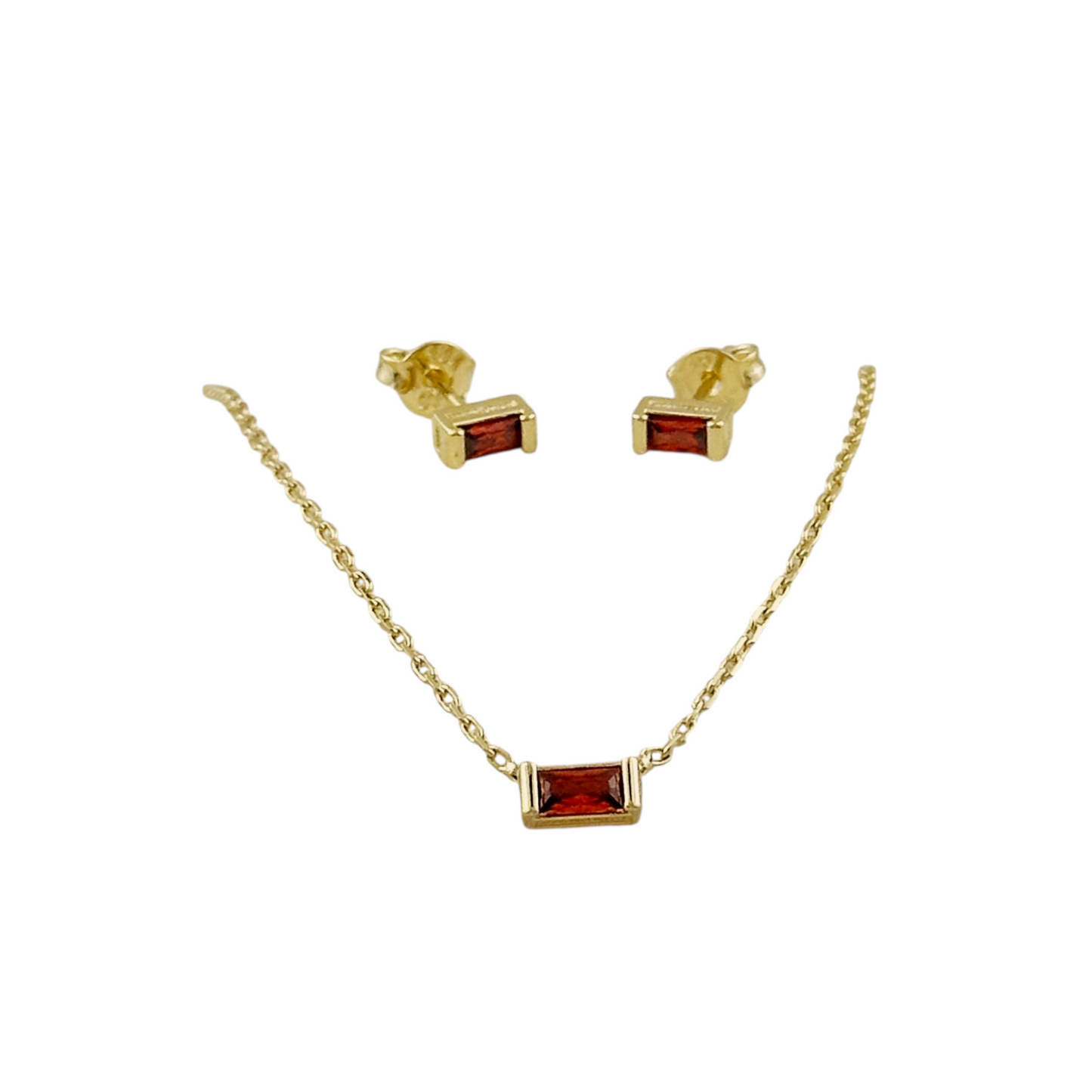 Birthstone CZ Set 18K Gold Filled Necklace & Earrings