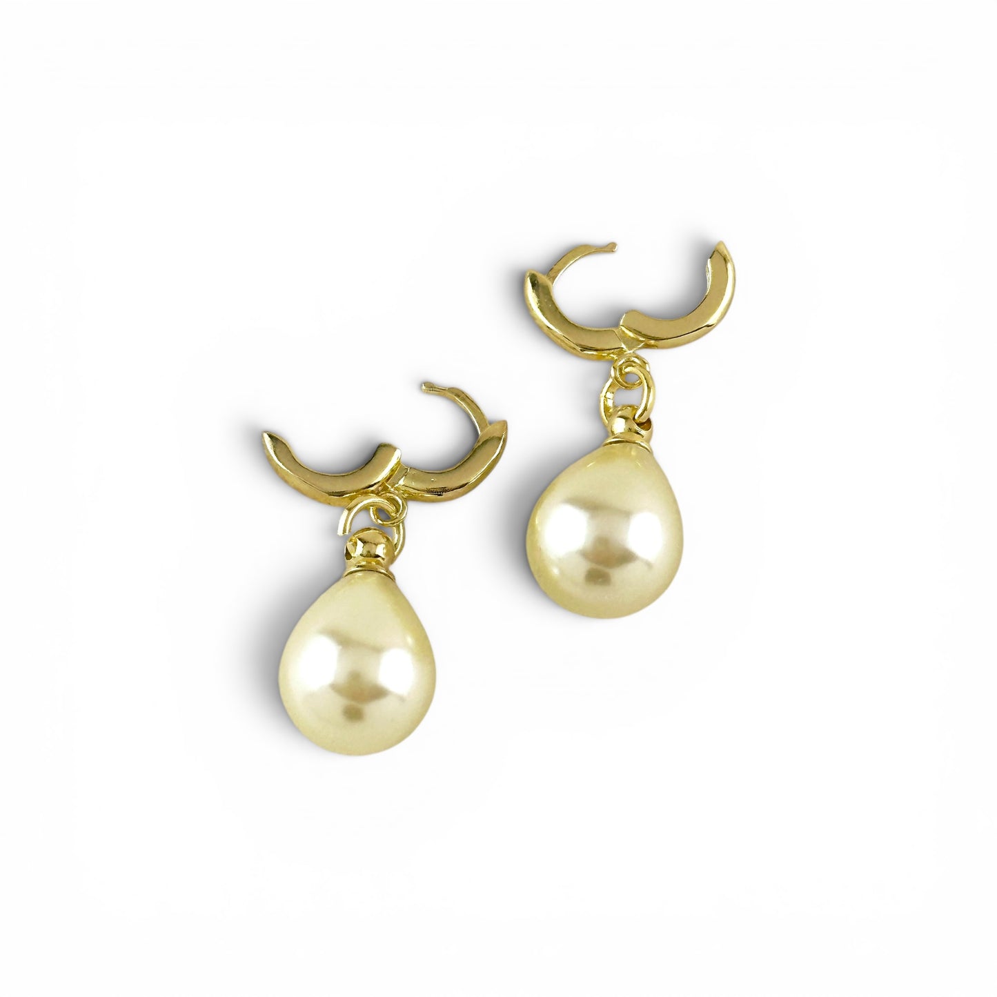 Pearl Drop Hoop 30mm 18K Gold Filled Earrings