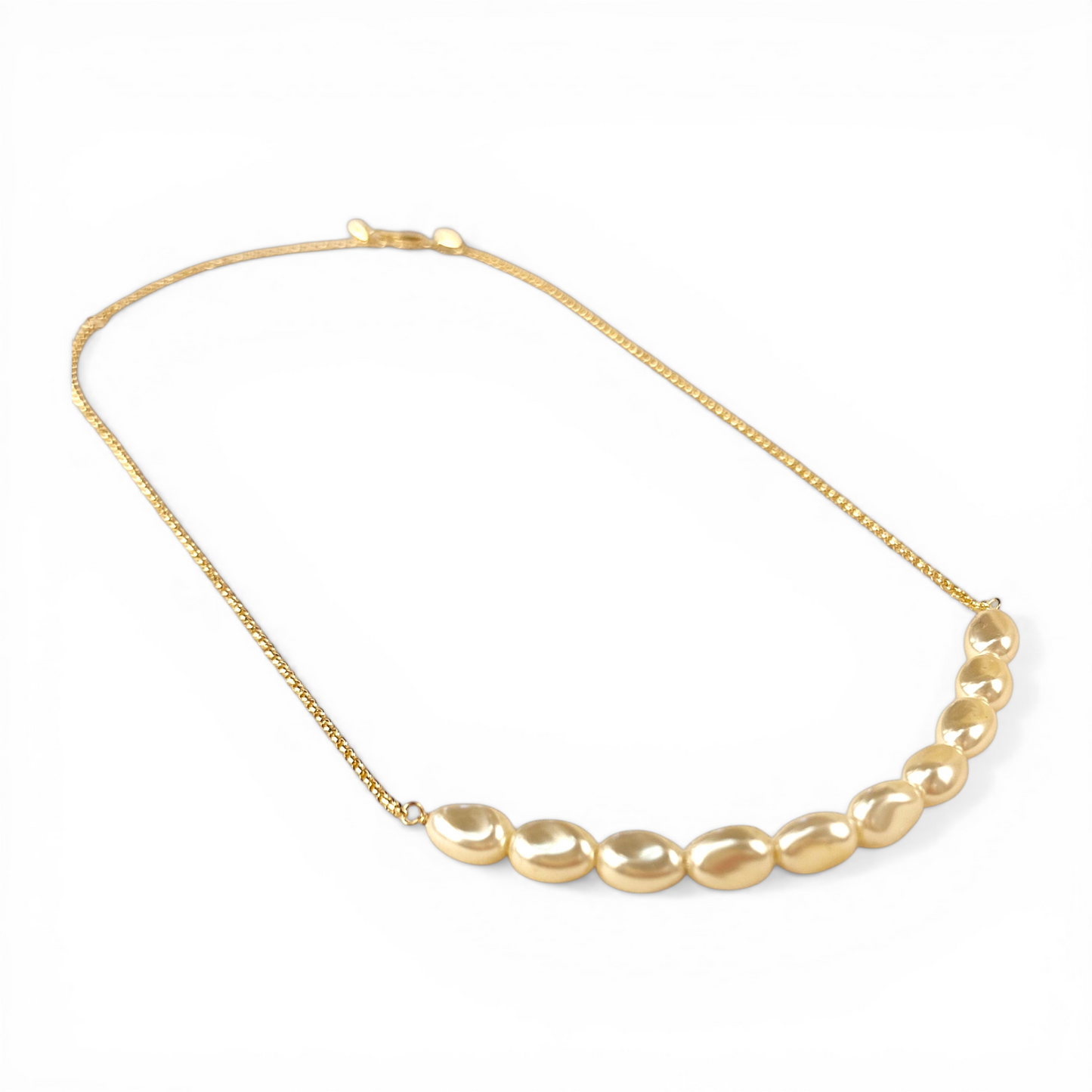 Row of Freshwater Baroque Pearls 18K Gold Filled Necklace
