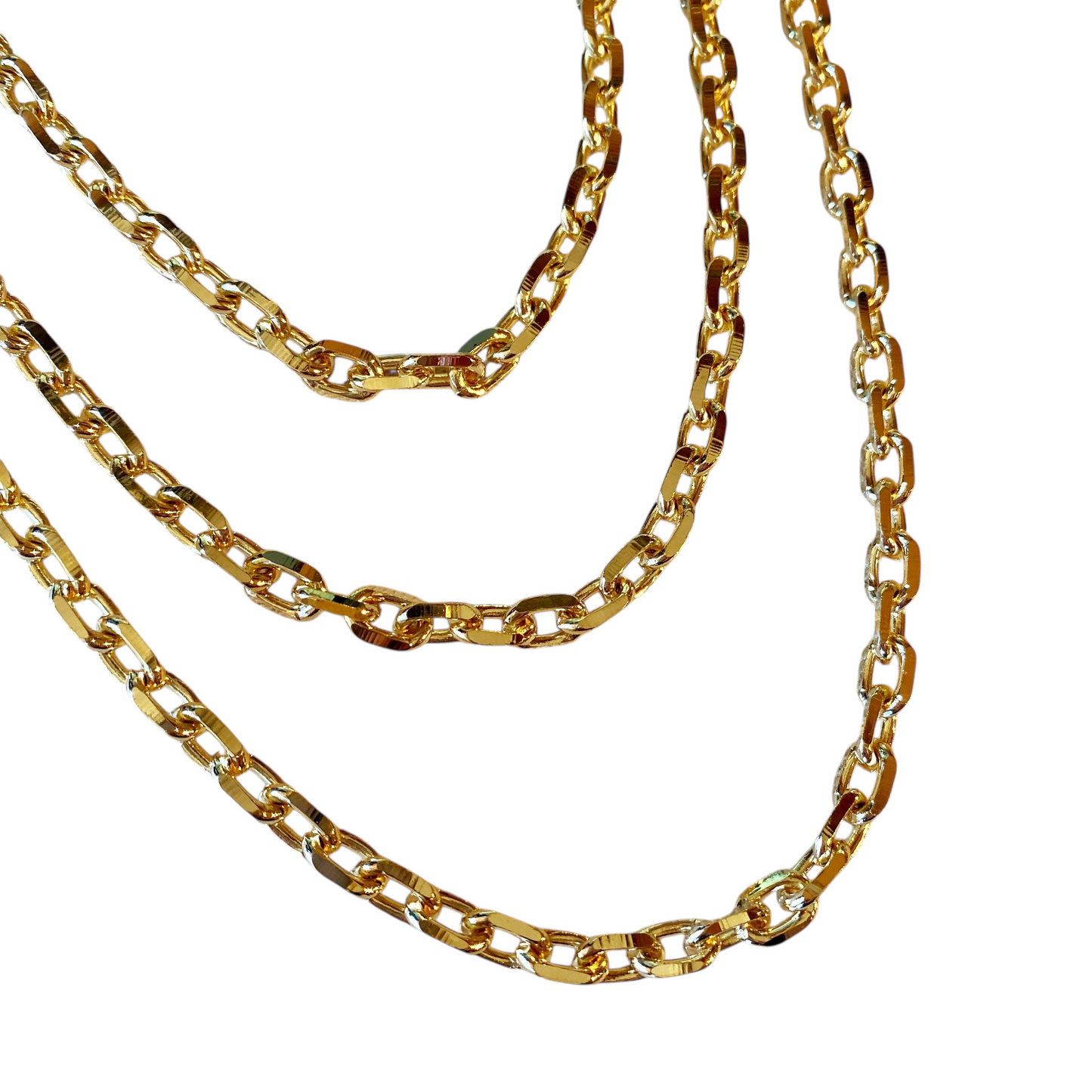 7mm Diamond Cut Anchor Chain 18K Gold Filled Necklace