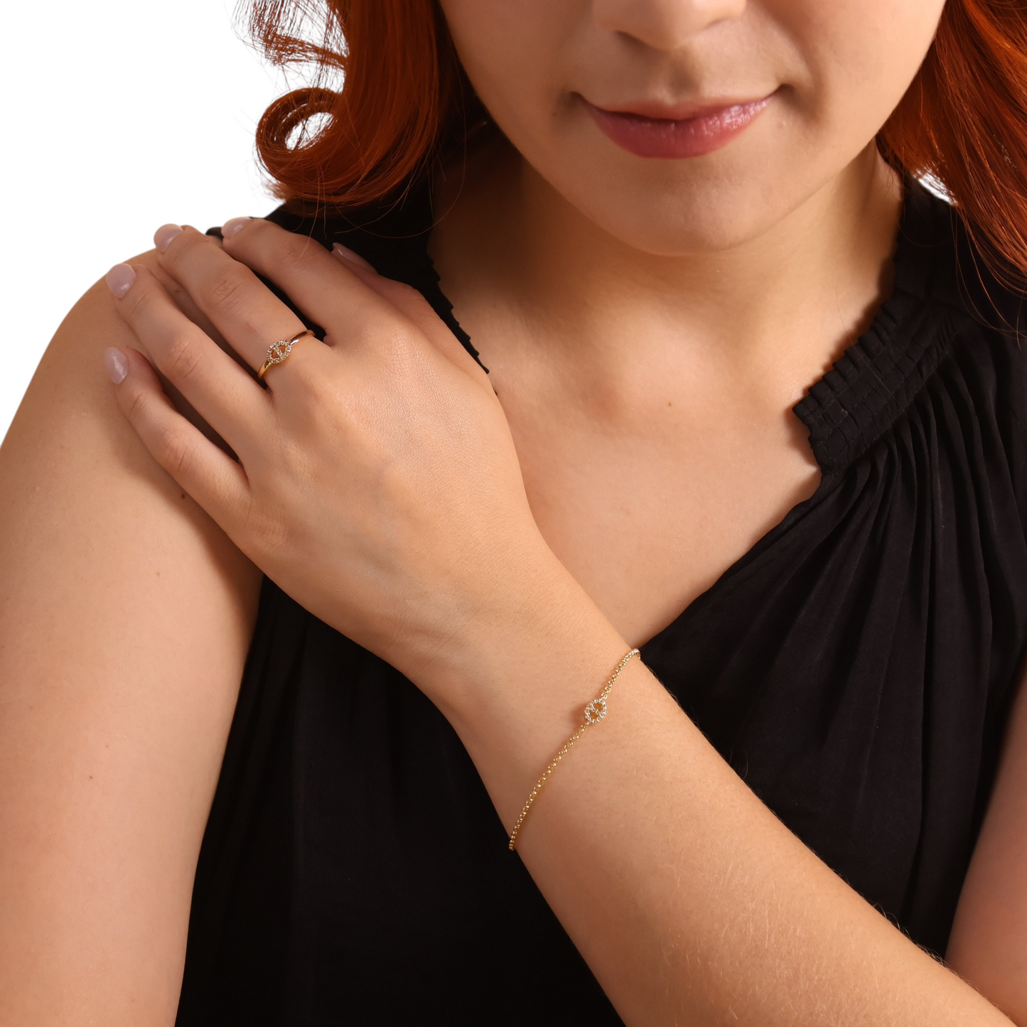 Pavé CZ Mariner Link 18k Gold Filled Ring