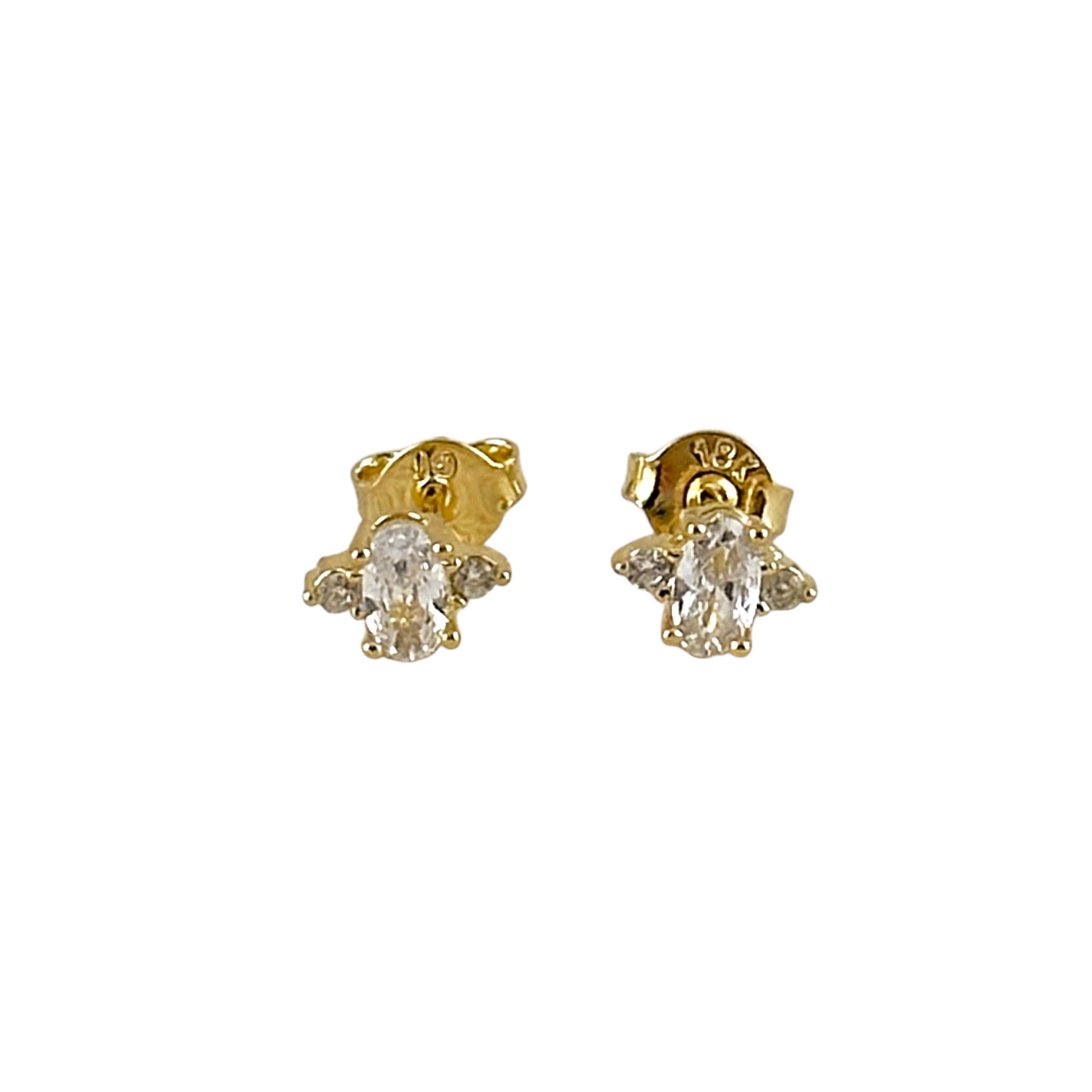 8mm Oval CZ Stud 18k Gold Filled Earrings