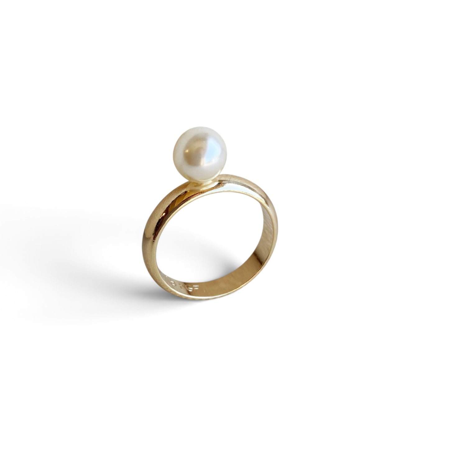 Solitaire Pearl Band 4mm 18K Gold Filled Ring