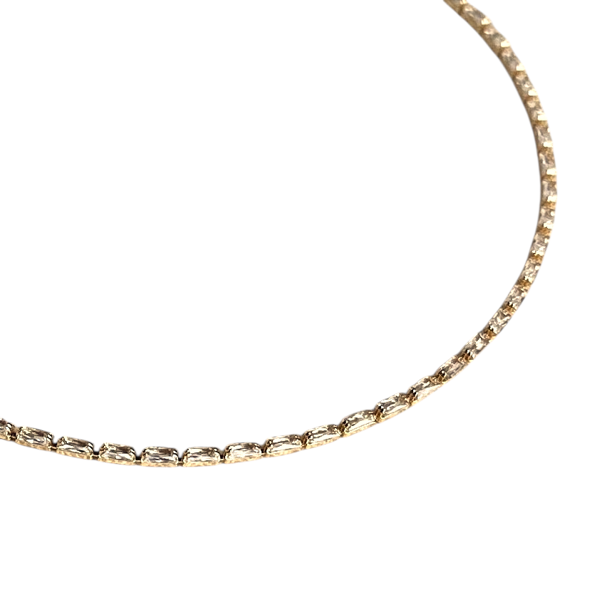 1.5mm Baguette CZ 18k Gold Filled Riviera Necklace