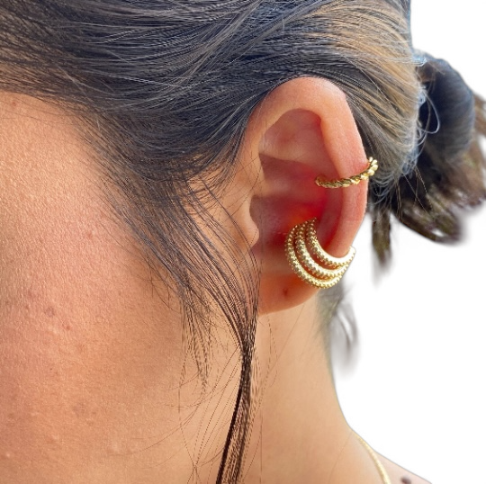 Three Layer Pavé CZ 18K Gold Filled Ear Cuff