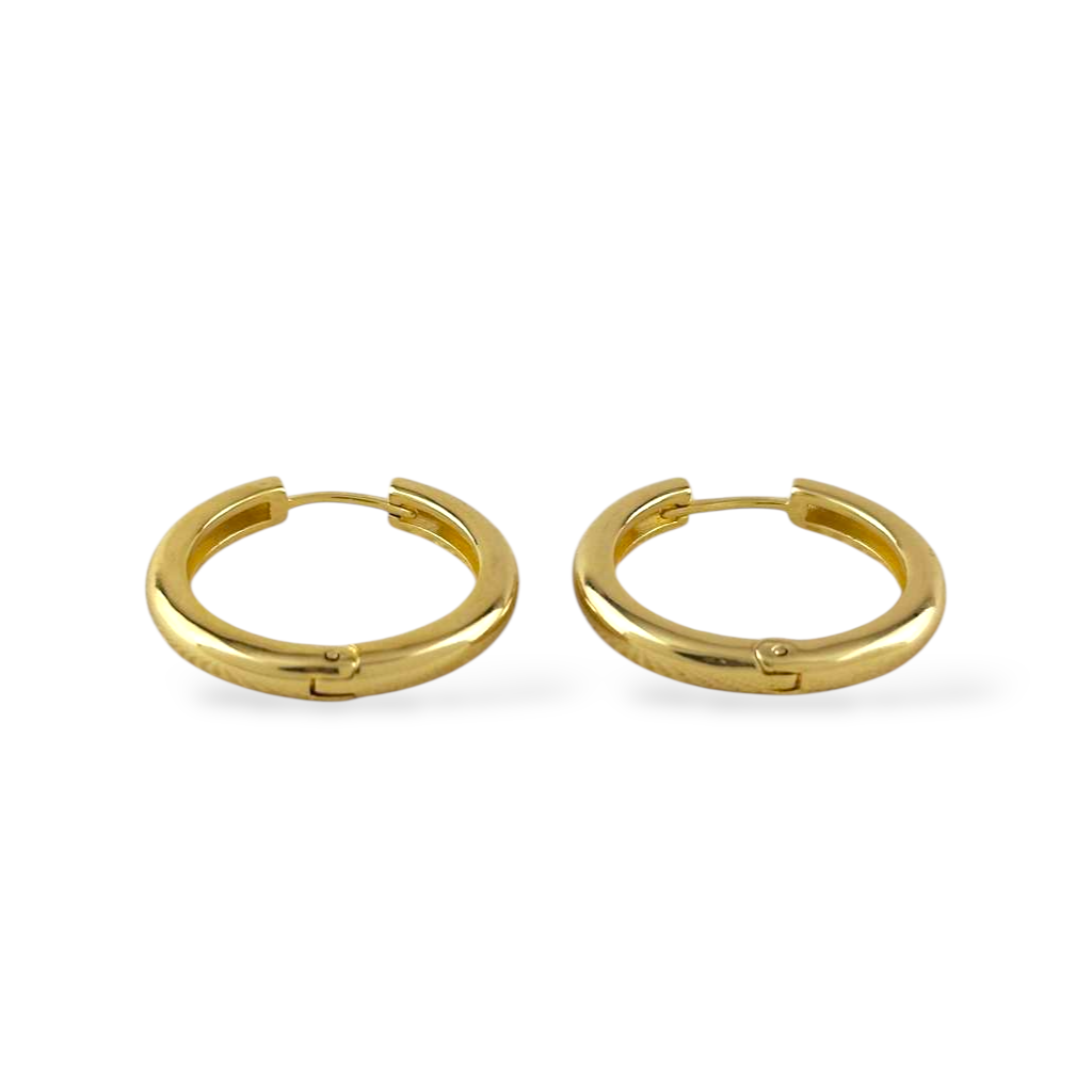 25mm Polished Hinged Huggie 18K Gold Filled Hoop Earrings