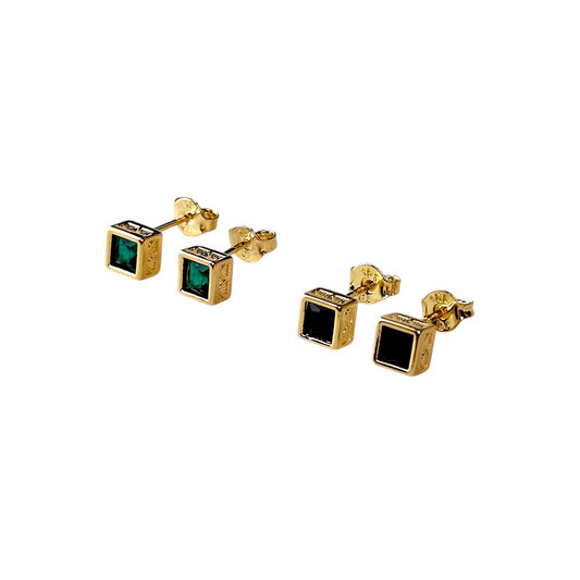 5mm Square CZ Stud 18k Gold Filled Earrings