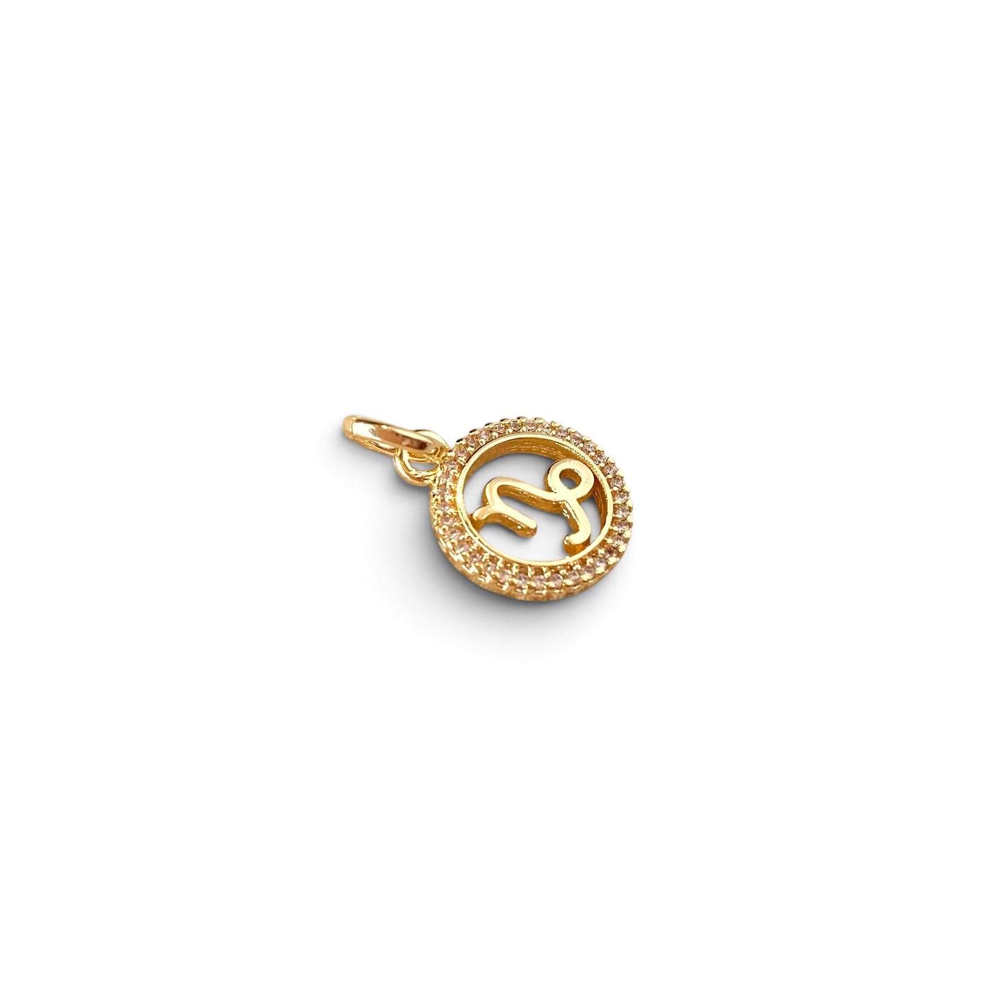 Capricorn Zodiac CZ 17mm 18K Gold Filled Pendant