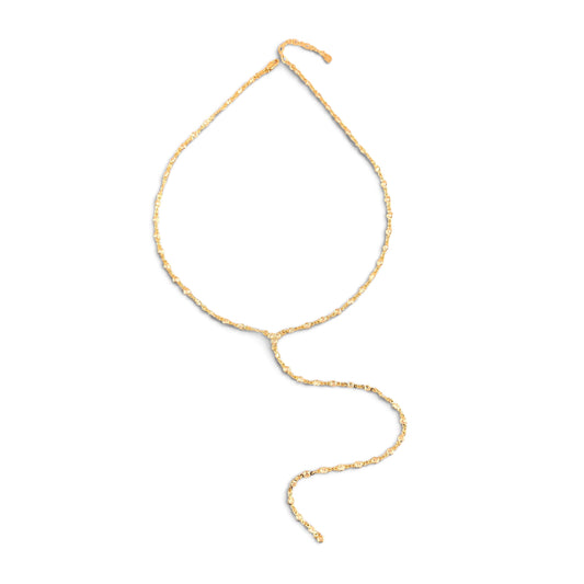 Round Bezel CZ Lariat 18K Gold Filled Necklace