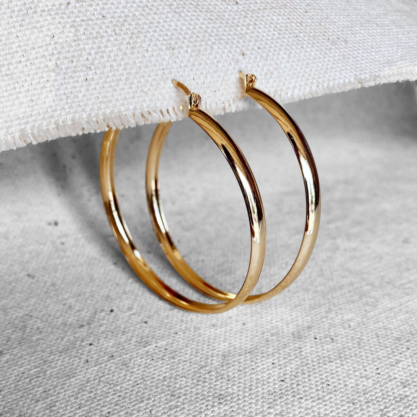 50mm Classic Hollow Hoop 18k Gold Filled Earrings
