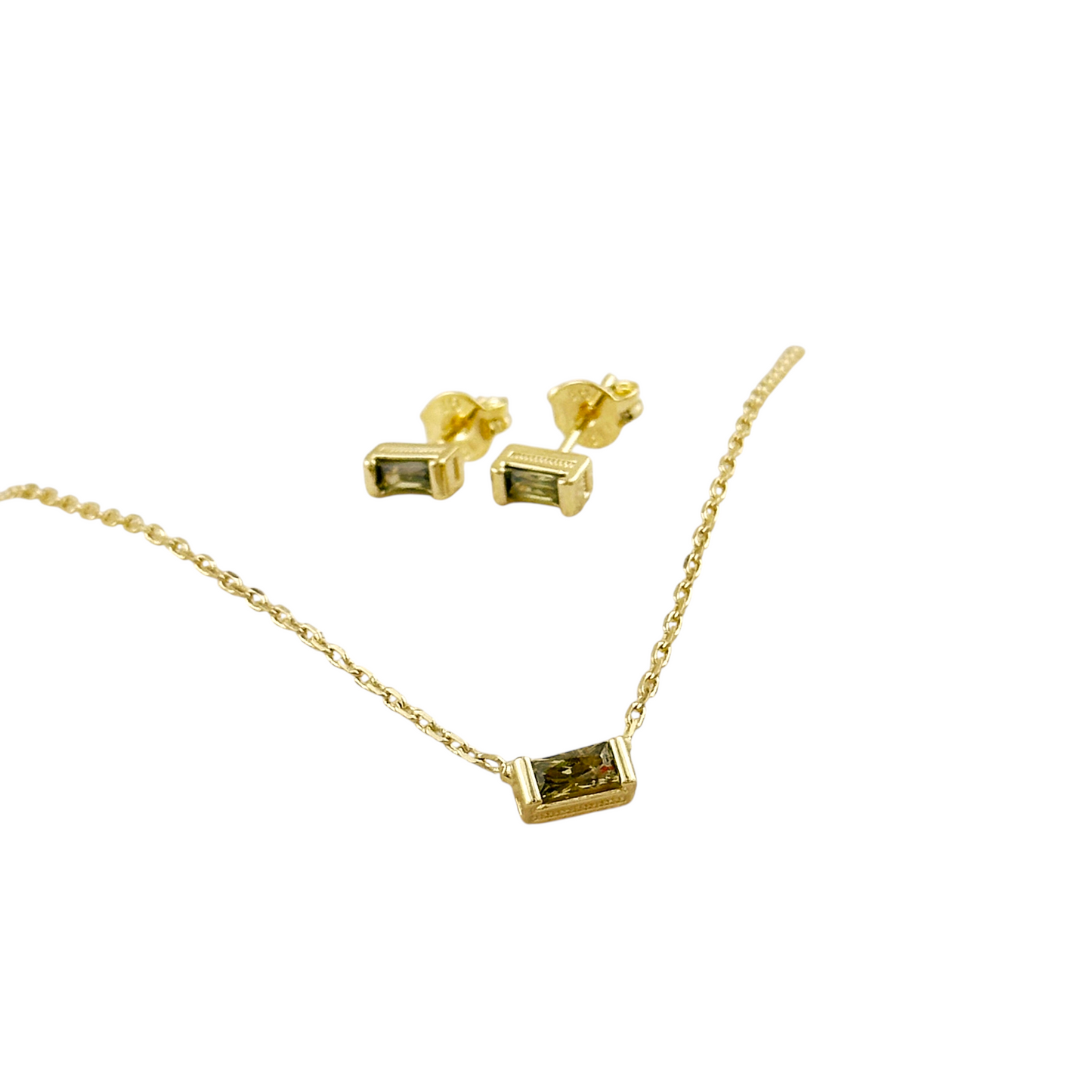 Birthstone CZ Set 18K Gold Filled Necklace & Earrings