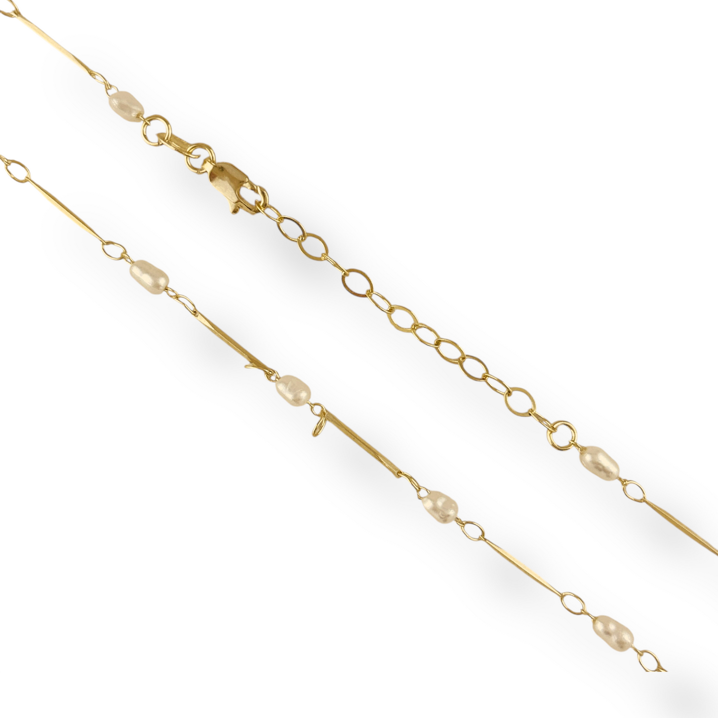 Pearl & Bar Station 18K Gold Filled Necklace