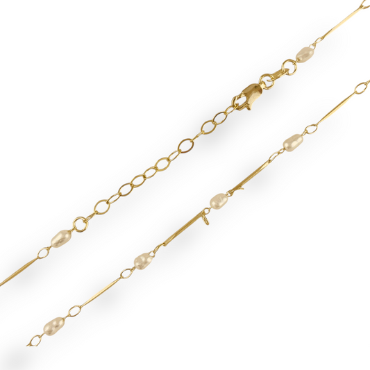 Pearl Bar Station 18K Gold Filled Necklace