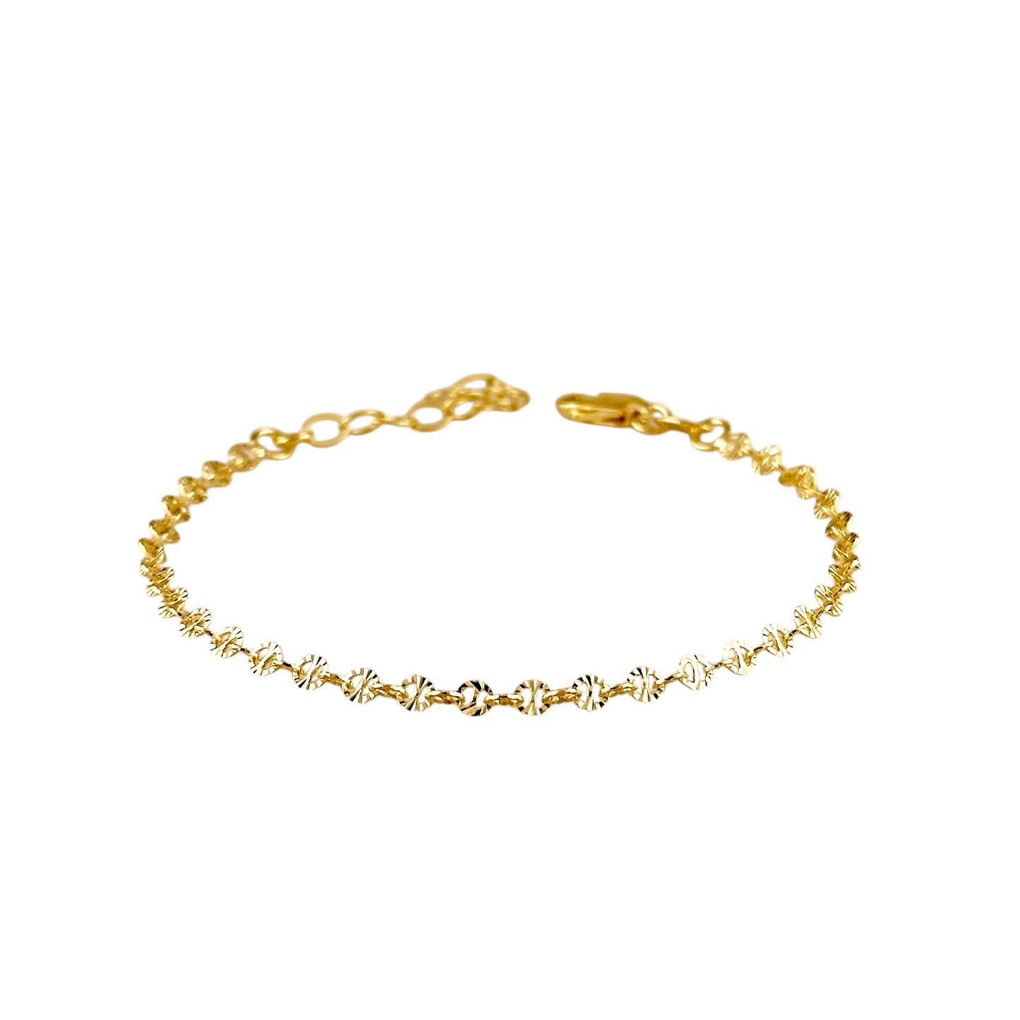 Diamond Cut Mirror Chain 18k Gold Filled Bracelet