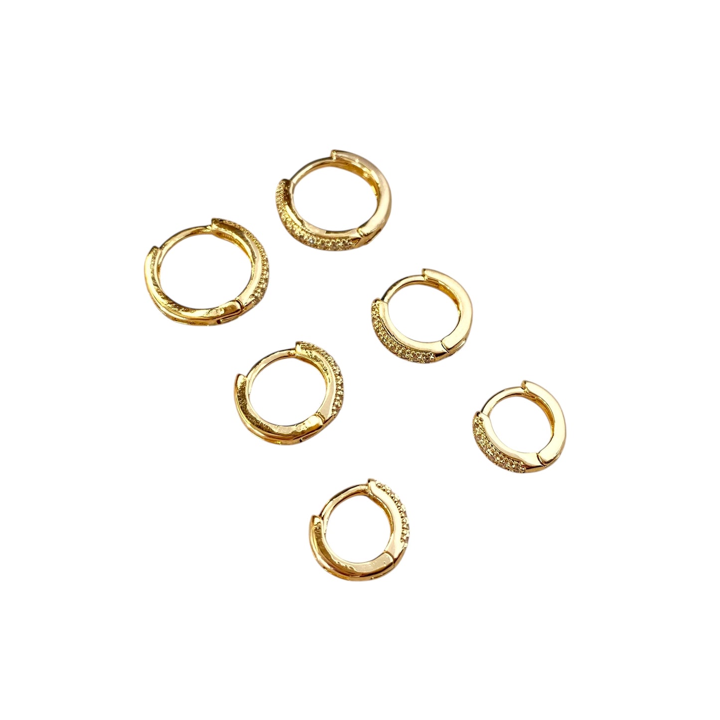 Clear CZ Huggie Trio 18k Gold Filled Earrings