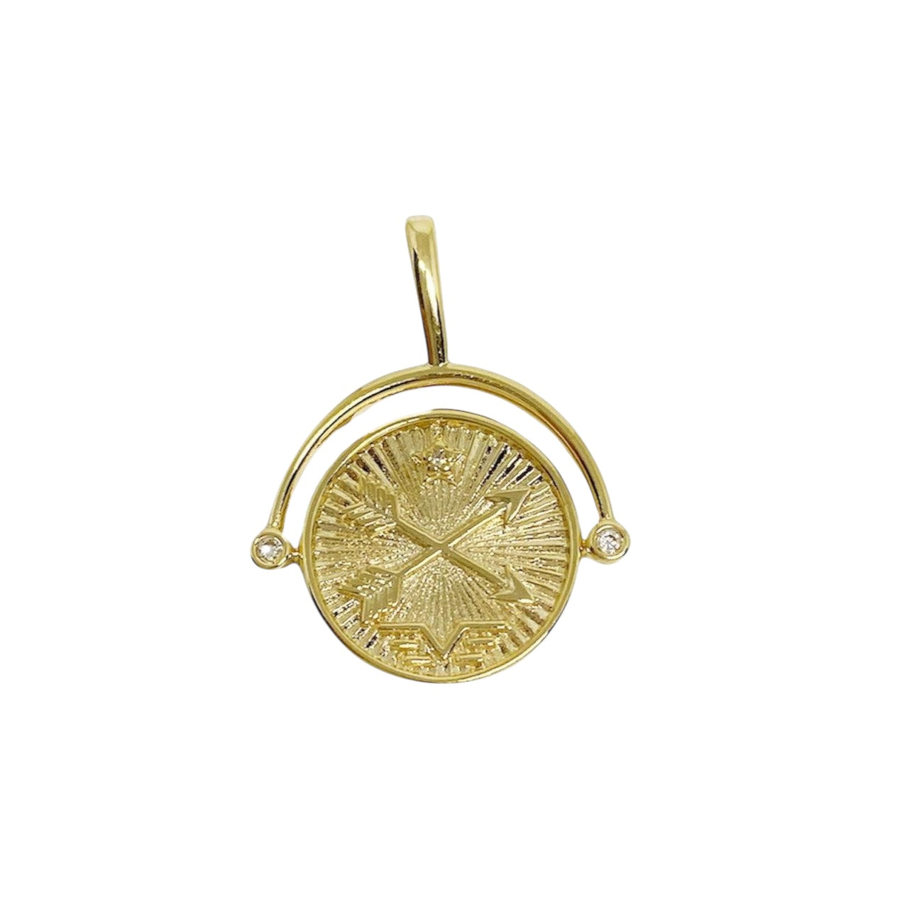 CZ Swivel Compass 18K Gold Filled Pendant and Necklace