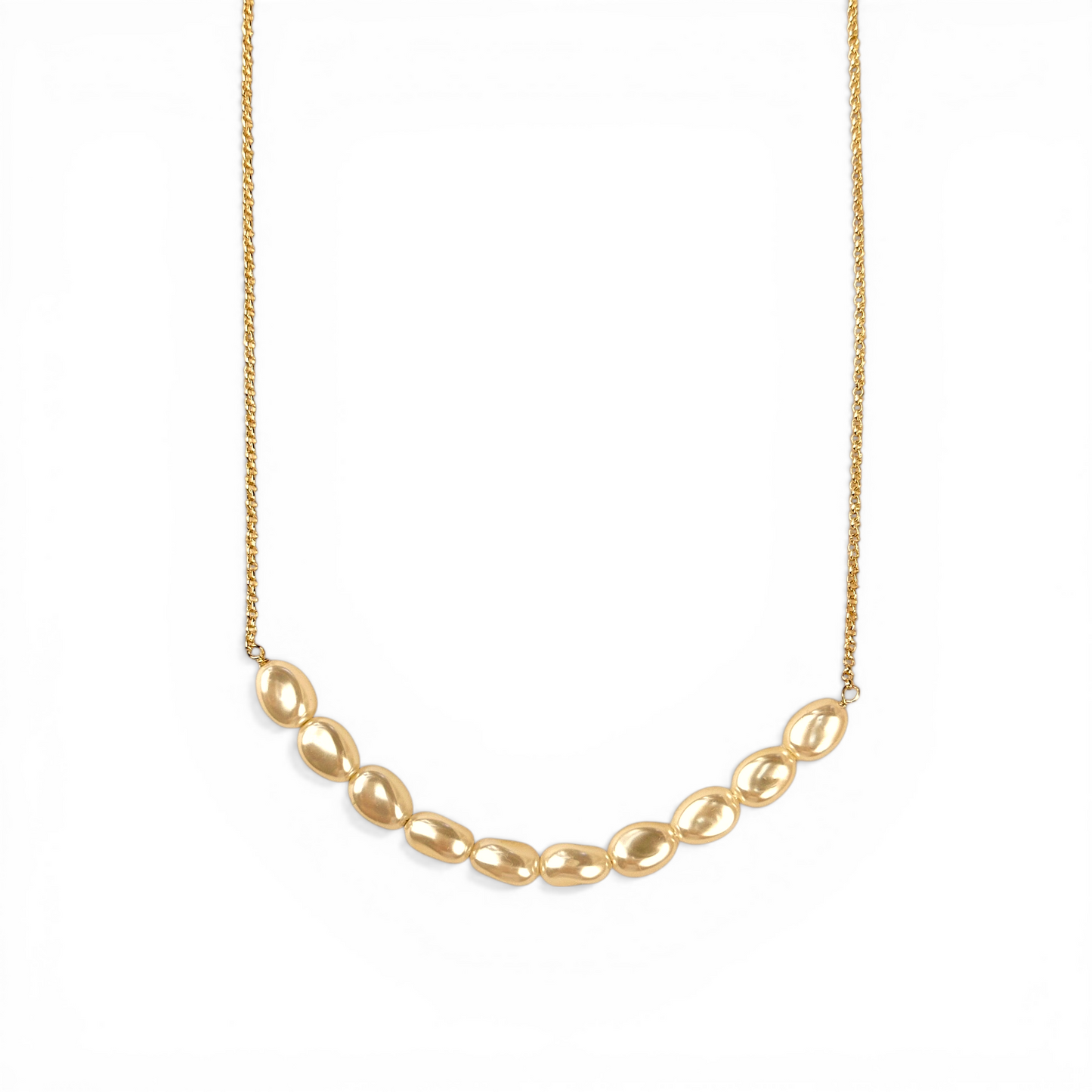 Row of Freshwater Baroque Pearls 18K Gold Filled Necklace
