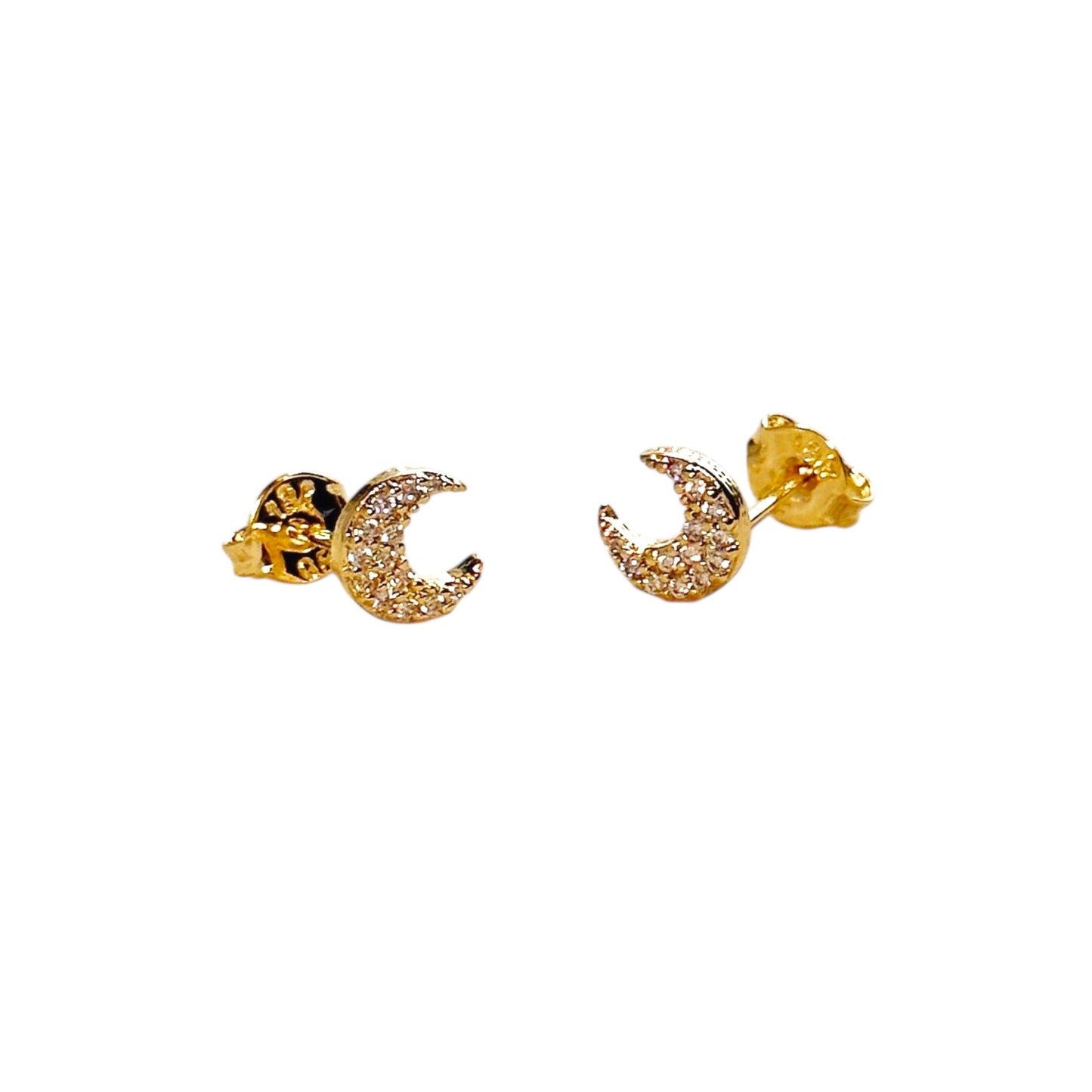 14mm Crescent Moon Stud 18k Gold Filled Earrings