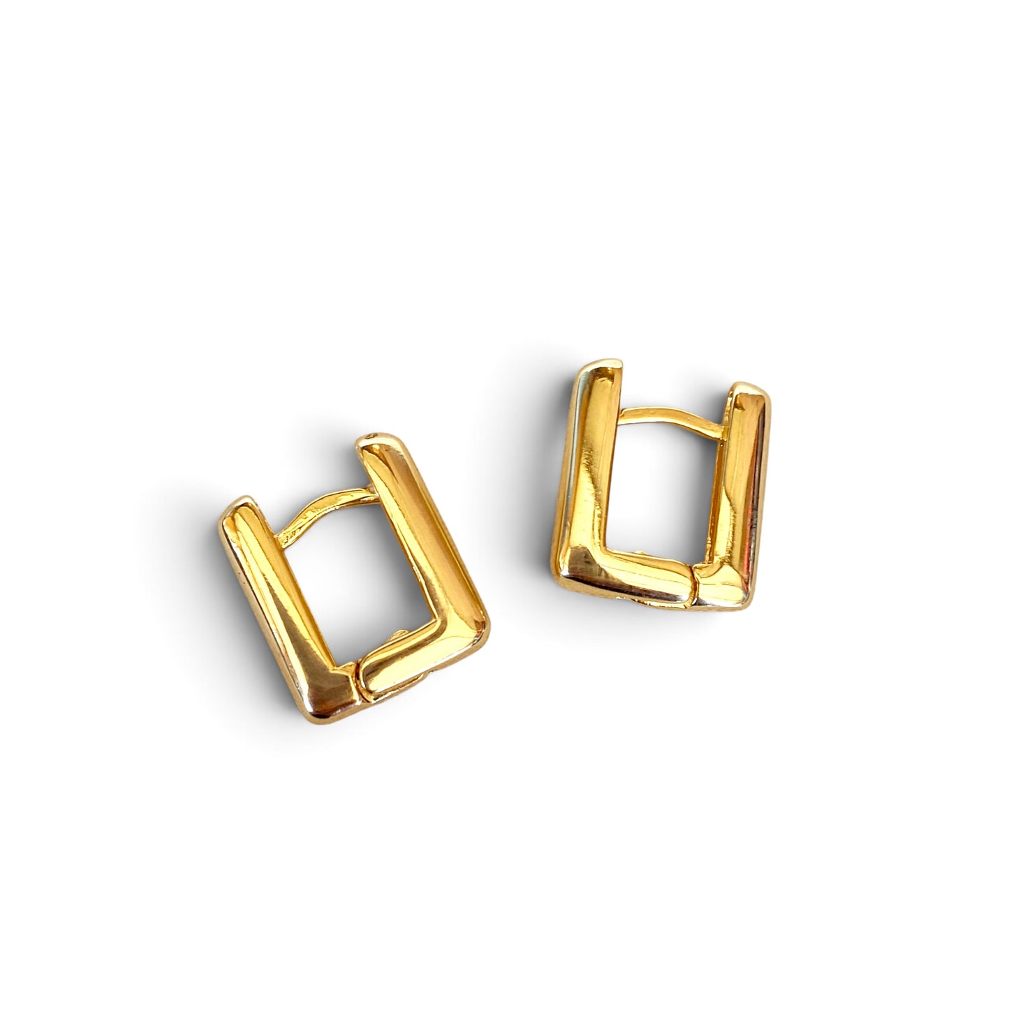 Rectangle Huggie 15mm 18K Gold Filled Hoop Earrings