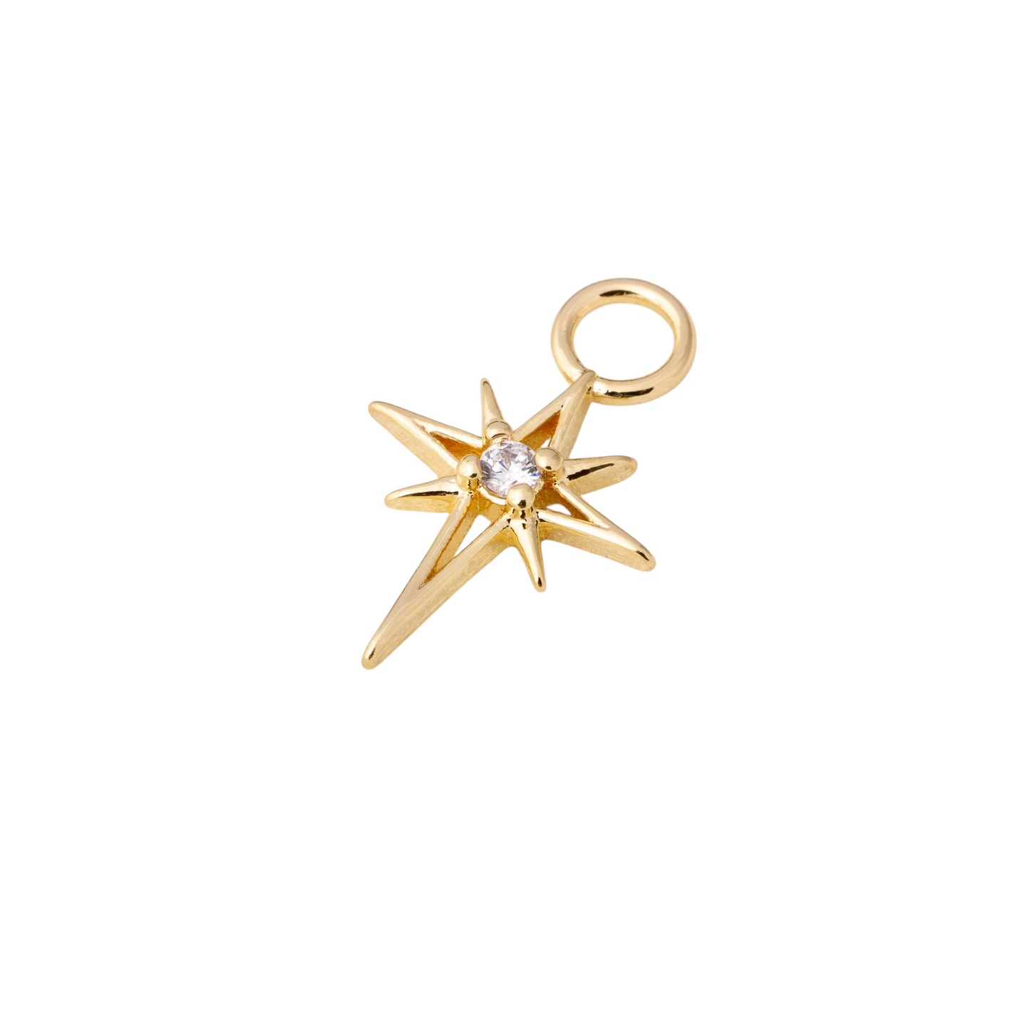 18mm CZ Starburst Charm Hoop 18K Gold Filled Earring