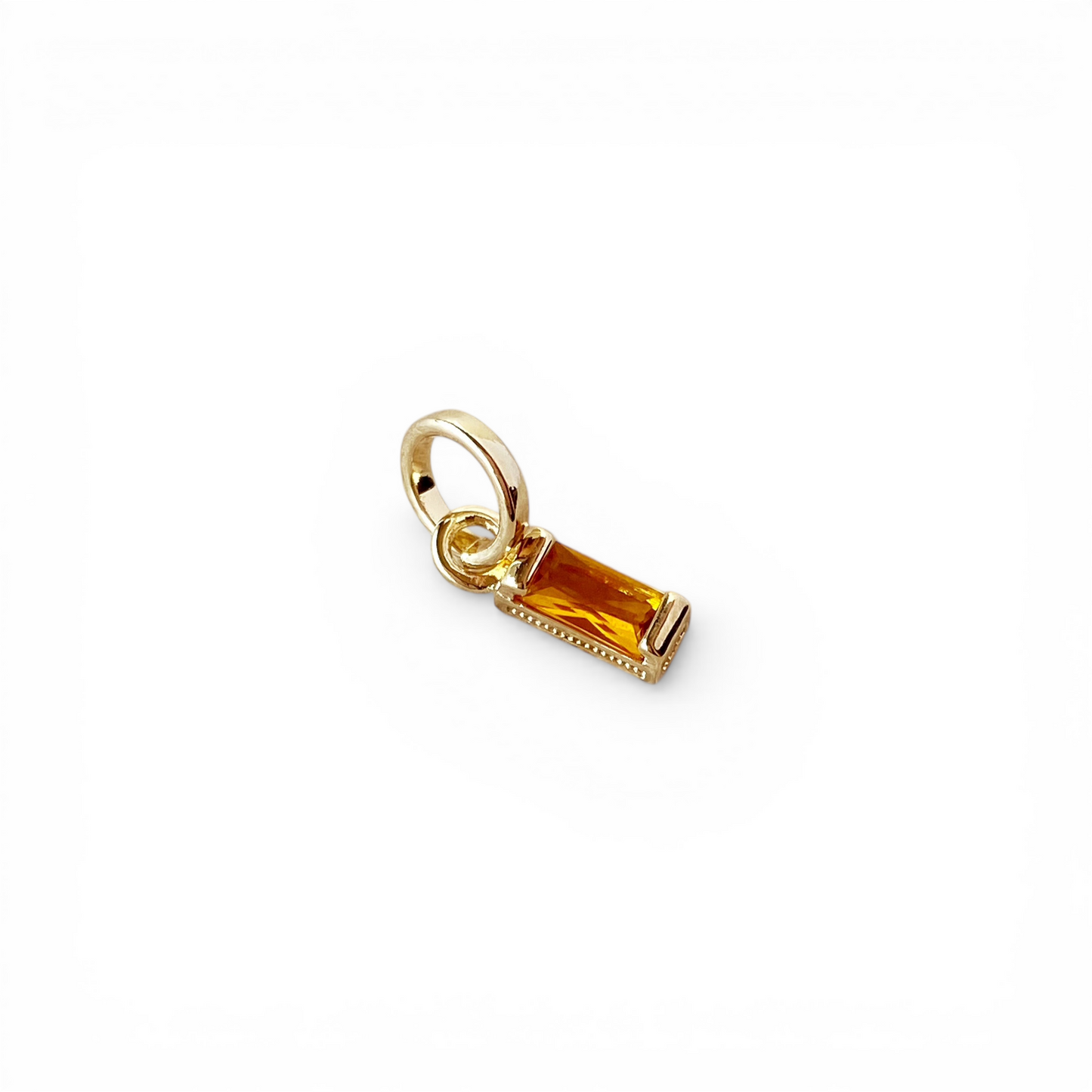 Birthstone Baguette CZ 10mm 18K Gold Filled Charm