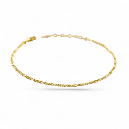 2mm Rounded Figaro Chain 18K Gold Filled Anklet