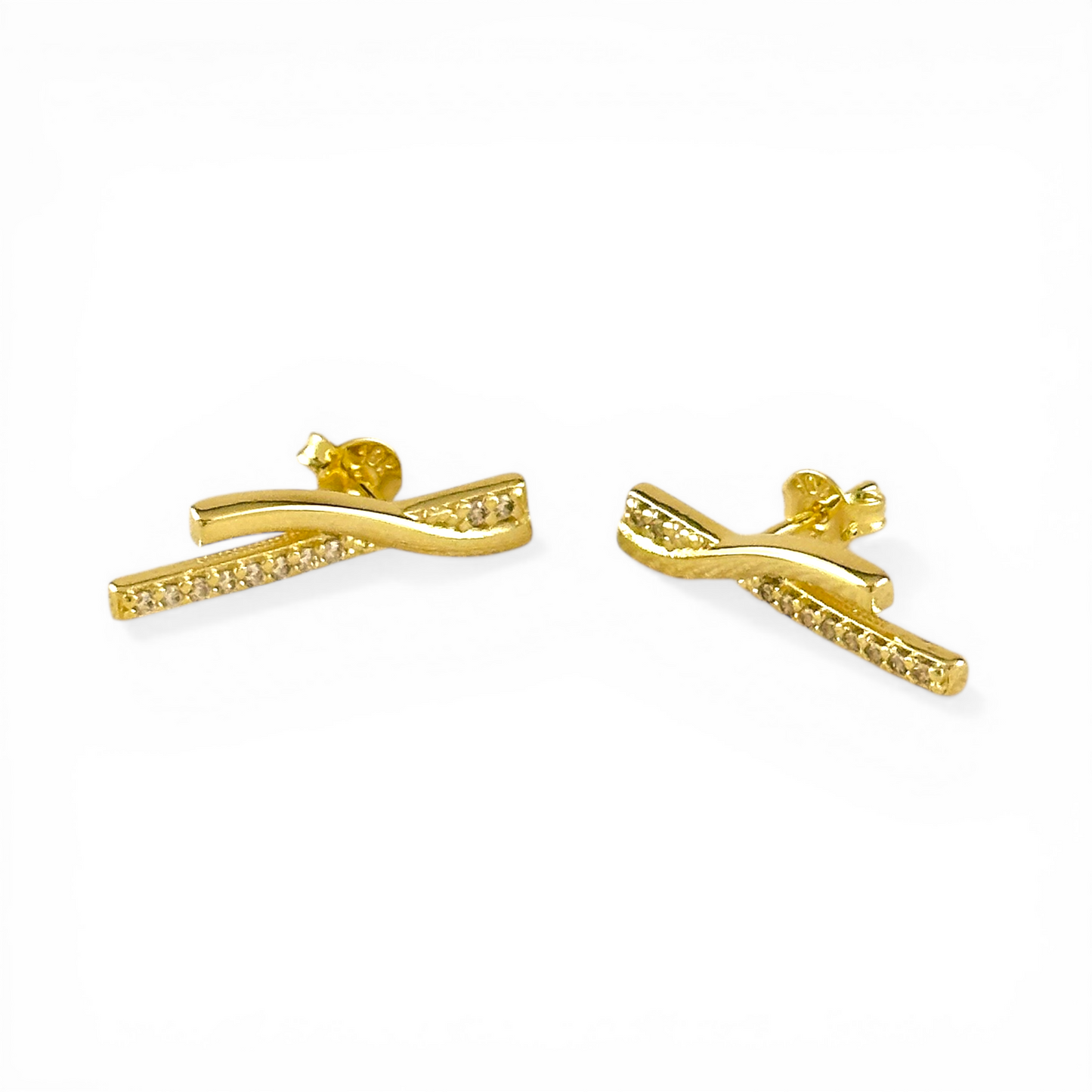 24mm Intertwined Bar Pavé CZ Drop 18K Gold Filled Earrings