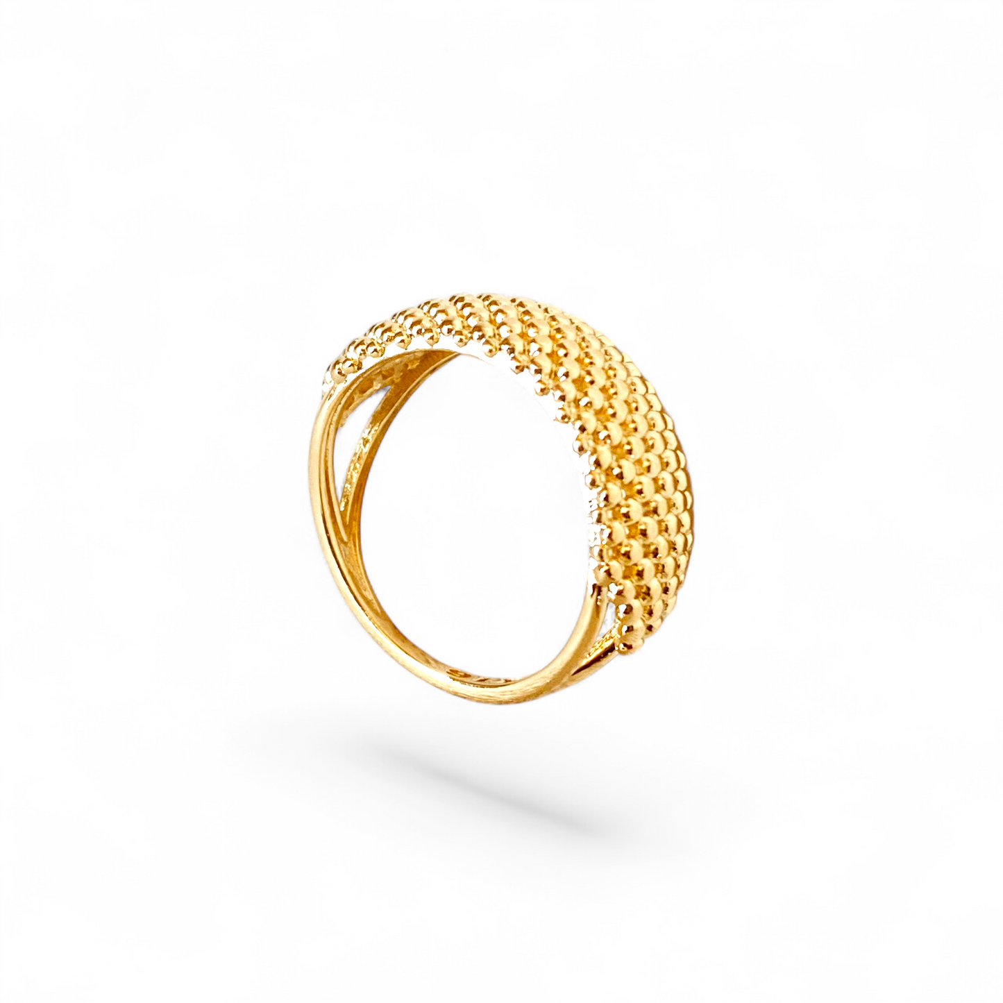 Curved Bead Cluster 18K Gold Filled Ring