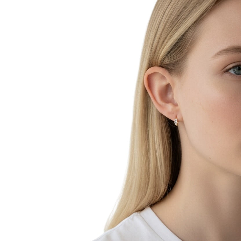 Petite CZ 8mm 18K Gold Filled Huggie Earrings
