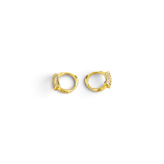 Petite CZ Huggie 8mm 18K Gold Filled Hoop Earrings
