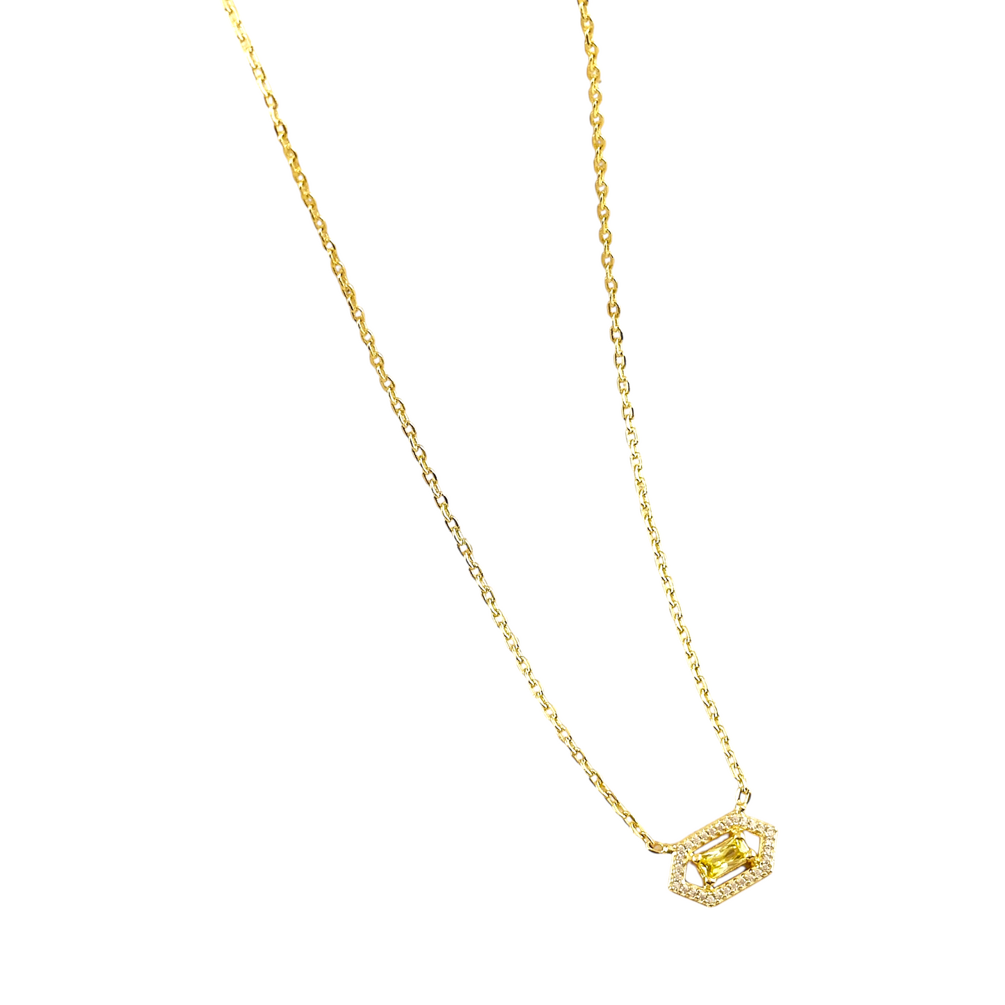 Baguette Birthstone Pendant 18k Gold Filled Necklace